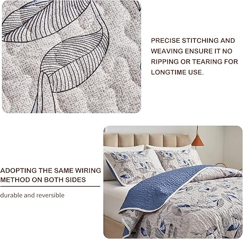 Miniatura 14 de Joyreap - Juego de colcha de poliéster. Floral Aqua,Botánico 02,Botanical Blue,Floral Light caqui,Botánico 01