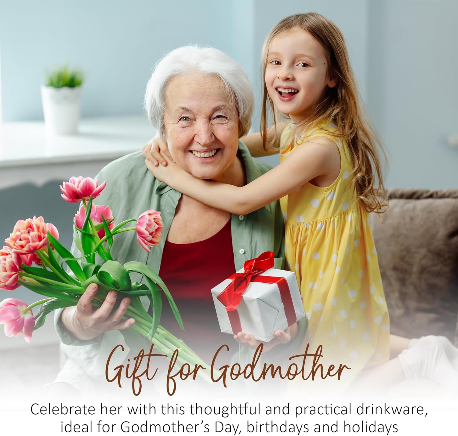 Pavilion Godmother Coffee Mug - Stoneware Coffee Cups for Aunts - Ideal for Daily Use with "Godmother" Text Design - Microwave & Dishwasher Compatible - Cream, 15 oz - Image 6