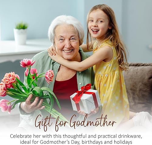 Miniatura 6 de Pavilion - Taza de café de gres para tías, ideal para uso diario con diseño de texto "Madrina", compatible con microondas y lavavajillas, color