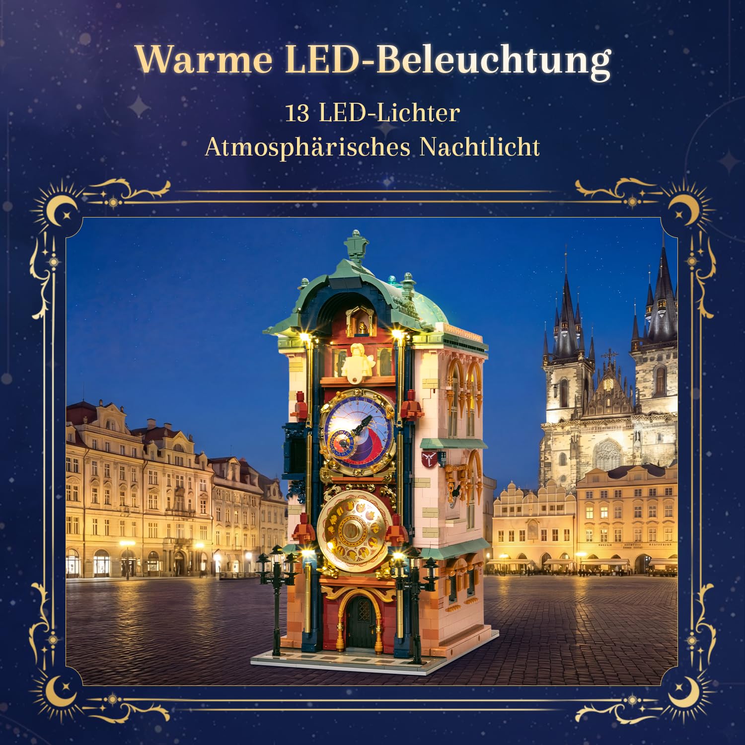 PANTASY Prager astronomische Uhr Klemmbausteine Set | Gotischer Uhrturm mit beweglichen astronomischen Zifferblättern, detailreiches Architektur- und Sammlermodell
