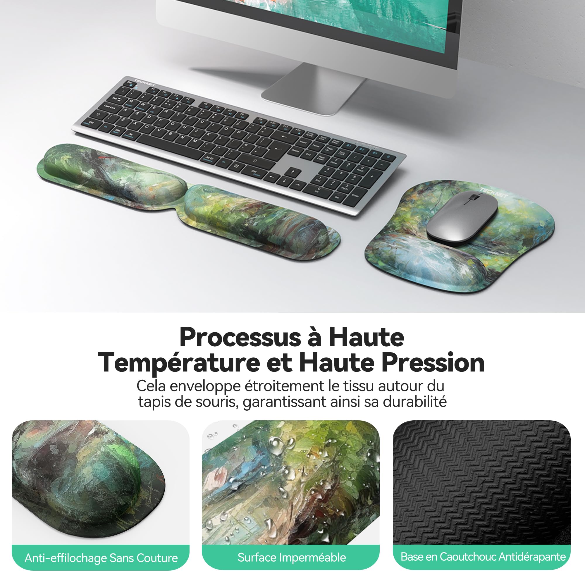 Tapis De Souris Et Repose-Poignet Clavier, Mouse Pad Ergonomique And