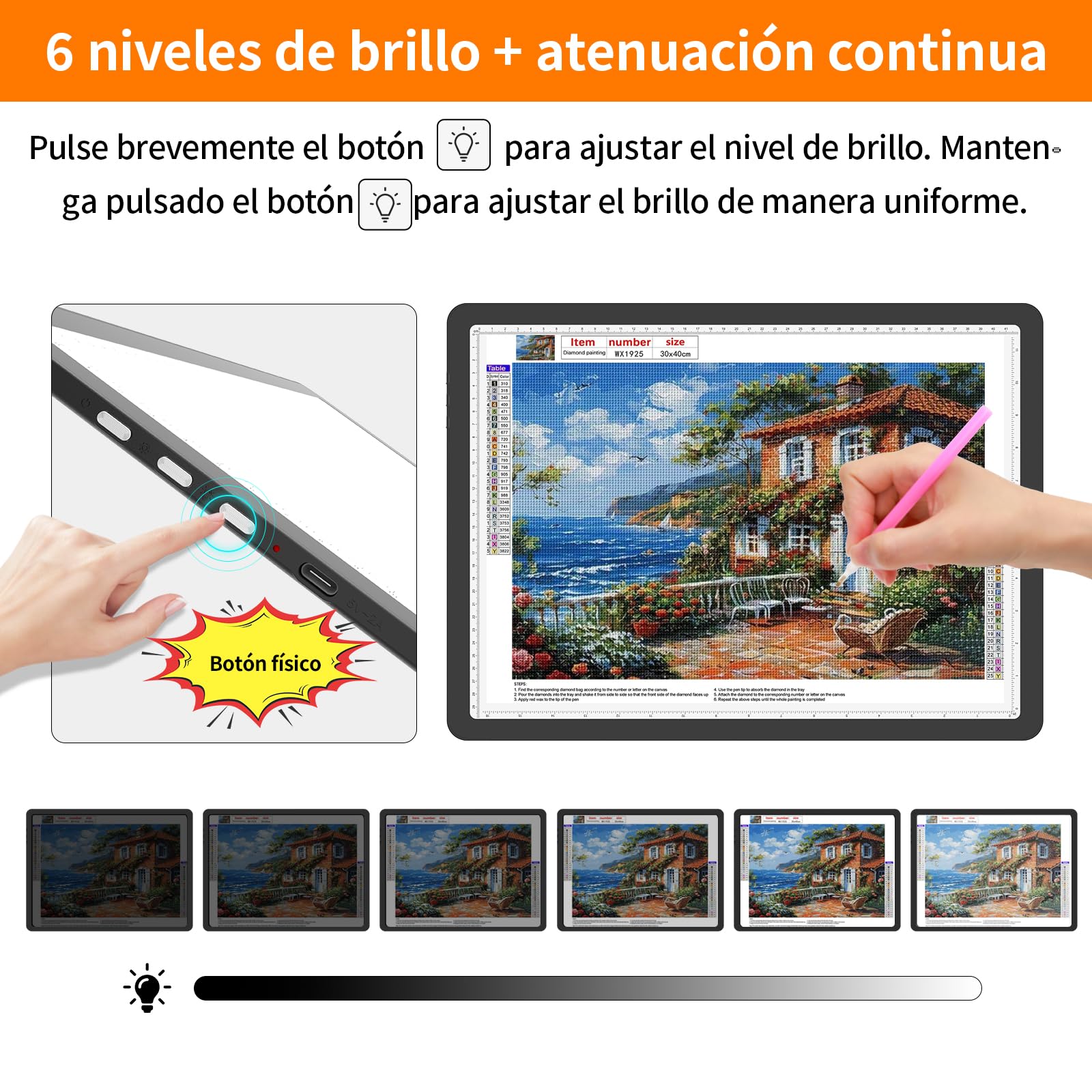TOHETO Mesa luminosa A4 con bolsillo para pintura de diamantes, caja de luz recargable ultrabrillante para dibujar, almohadilla de luz LED recargable para trazar, placa de luz inalámbrica (negro)