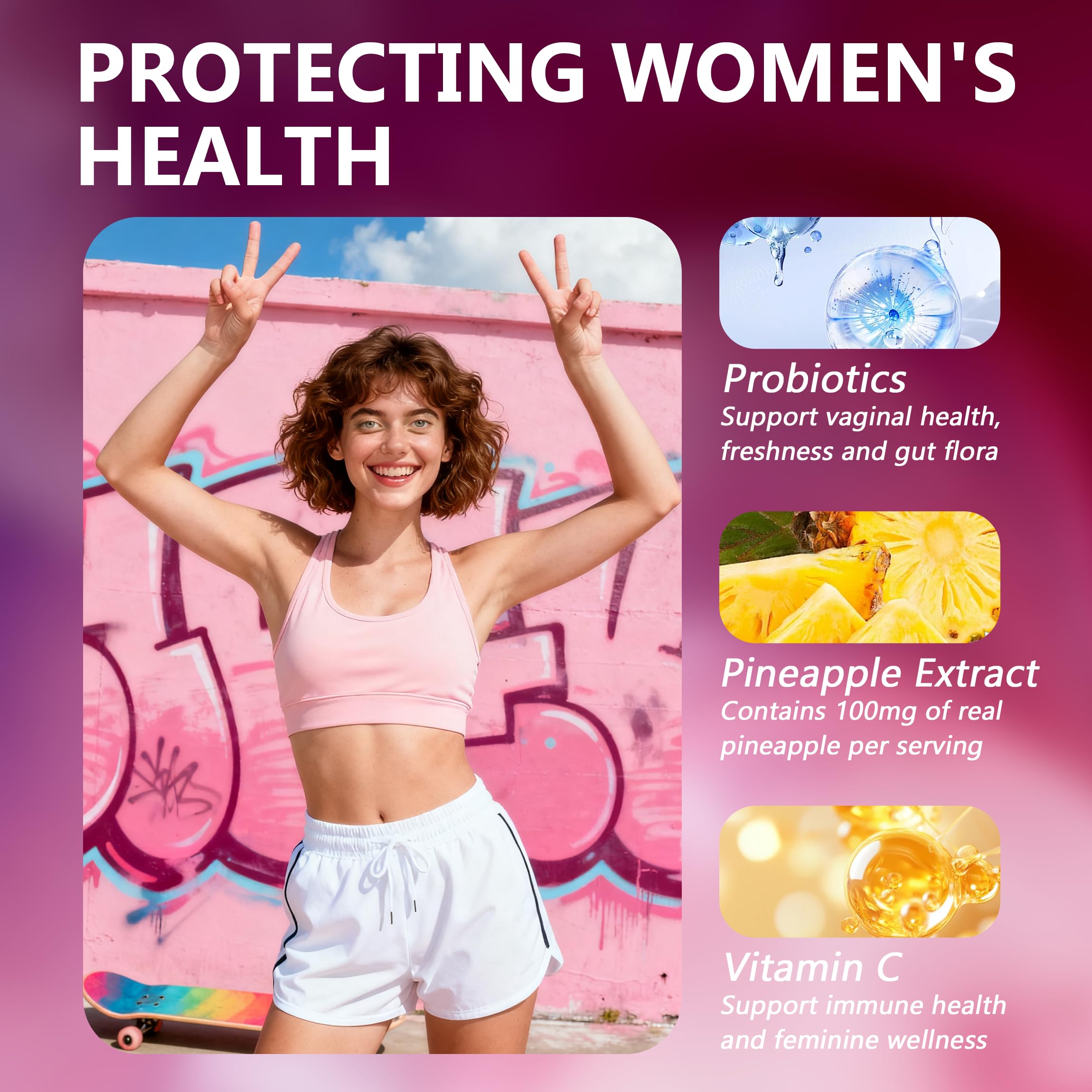 Biofilm Probiotic Gummies, Feminine Balance Gummies for Women, PH Balance, Healthy Odor, Flora and Immune Support, Vaginal Health Support, Vegan Hawaiian Pineapple, 60 Count (1) — Amazon image 3