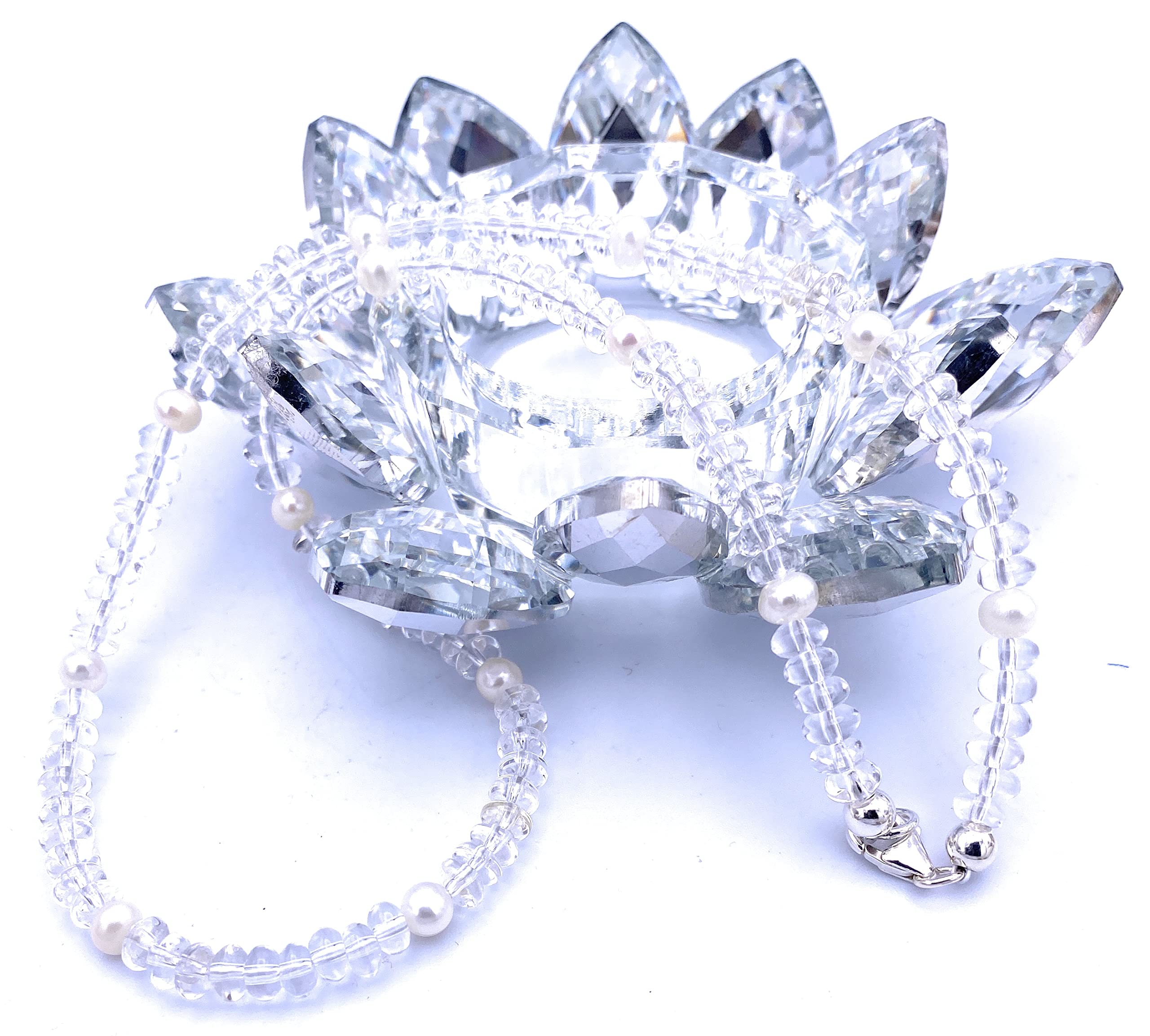 Bergkristall Schmuck (Halskette) Bergkristall Kette mit Süßwasserperlen Verschluss 925er Sterling-Silber Modellnummer 255A
