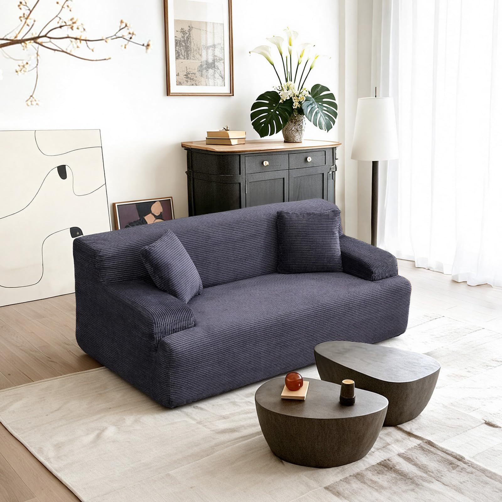 VINGLI 72 w Compressed Love Seat Sofa with Wide Curved Armrests 10 6 Premium Corduroy Couch in a