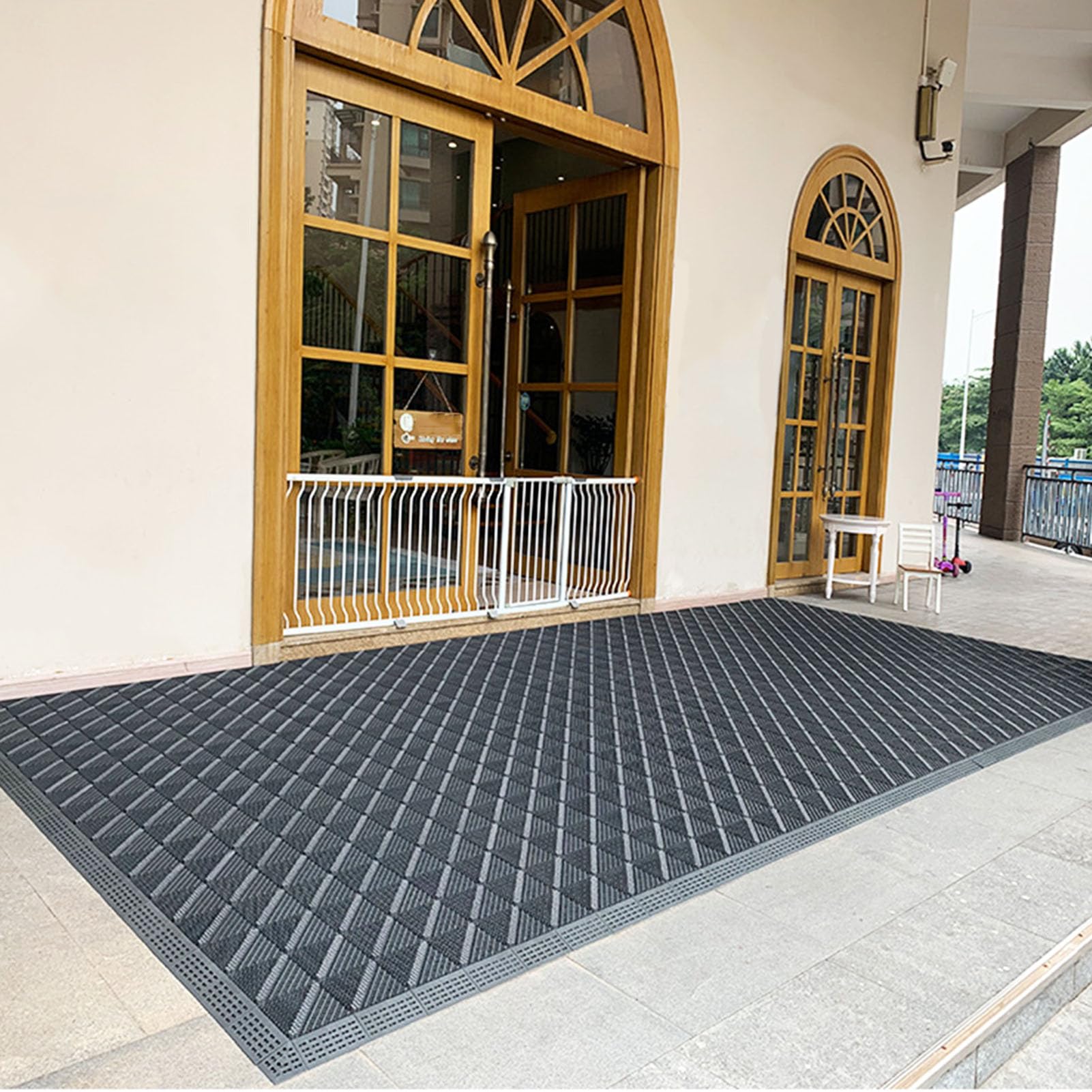 Paillasson d'extérieur antidérapant et imperméable pour entrée de maison et terrasse, 60 x 120 cm, design élégant bleu résistant aux intempéries