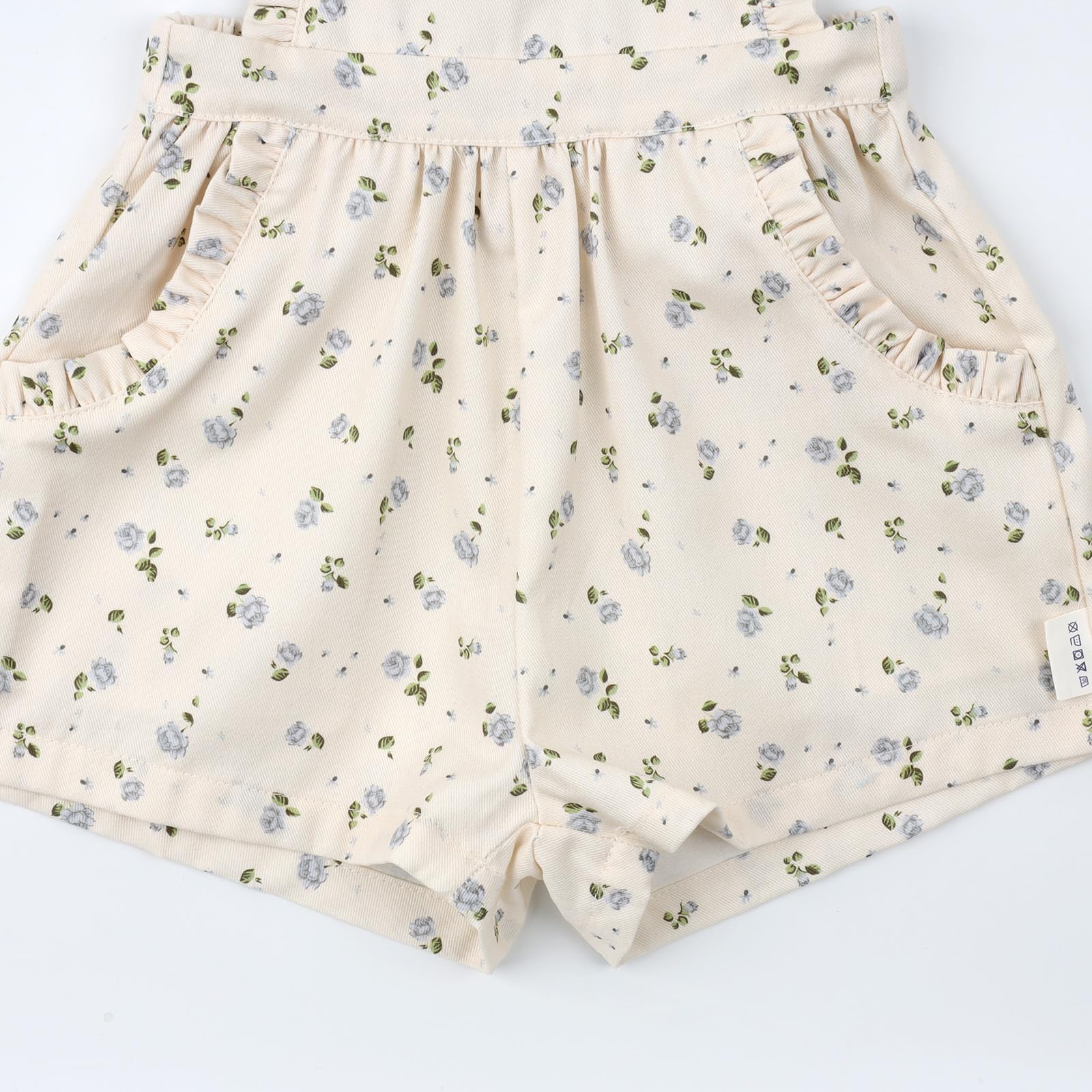 HOOLCHEAN Salopette à volants pour bébé et petite fille Printemps Été Bleu floral