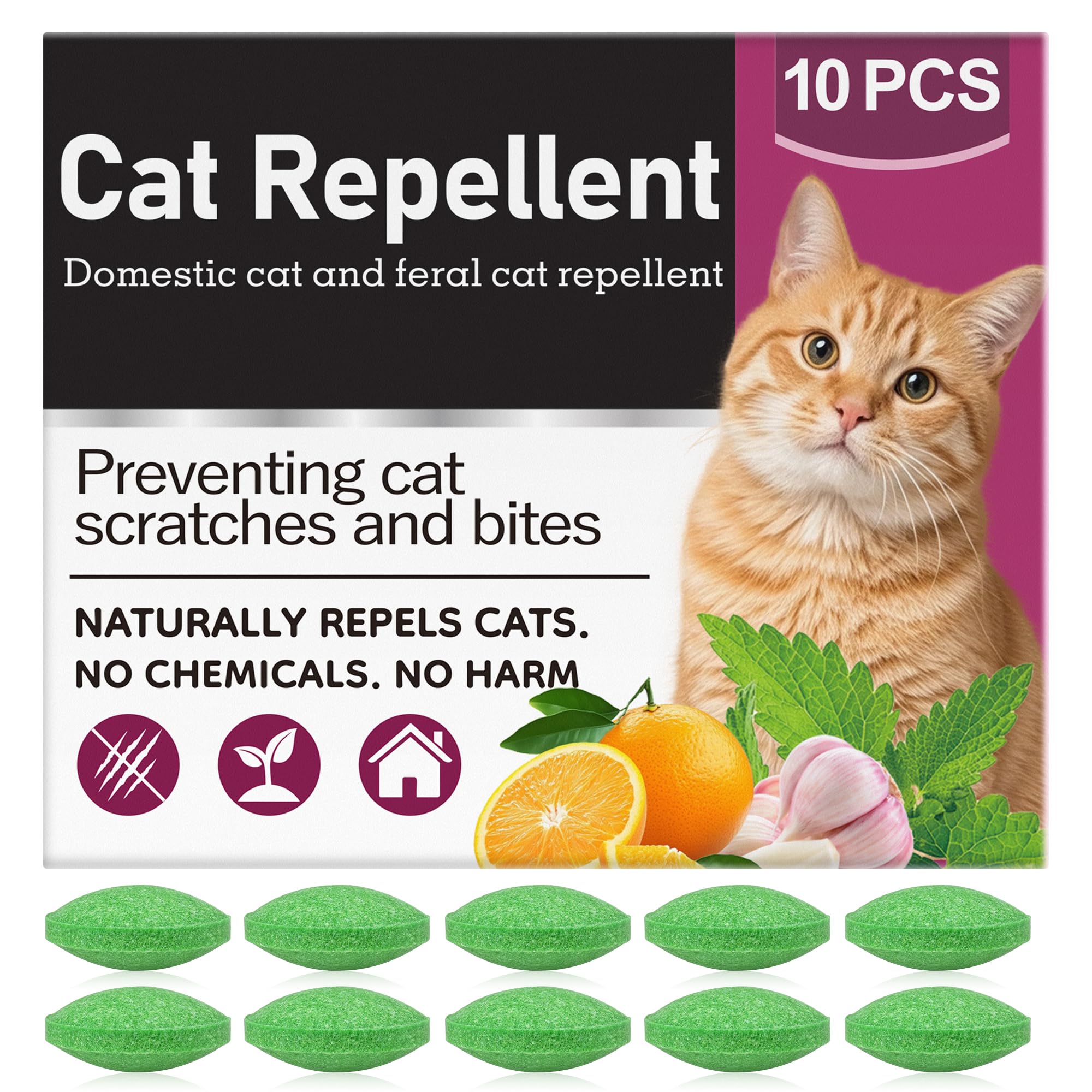 Cat Repellent for Gardens UK, 10Pcs Cat Deterrents for Gardens UK Fox Repellent Ball - Keep Cats Out of Yard Permanently,Keep Cats Off Lawn,Garden,Furniture