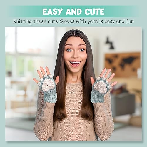 Miniatura 7 de Kit de guantes de pata de gato de ganchillo para principiantes, tutoriales en video paso a paso e instrucciones, kit completo de bricolaje para