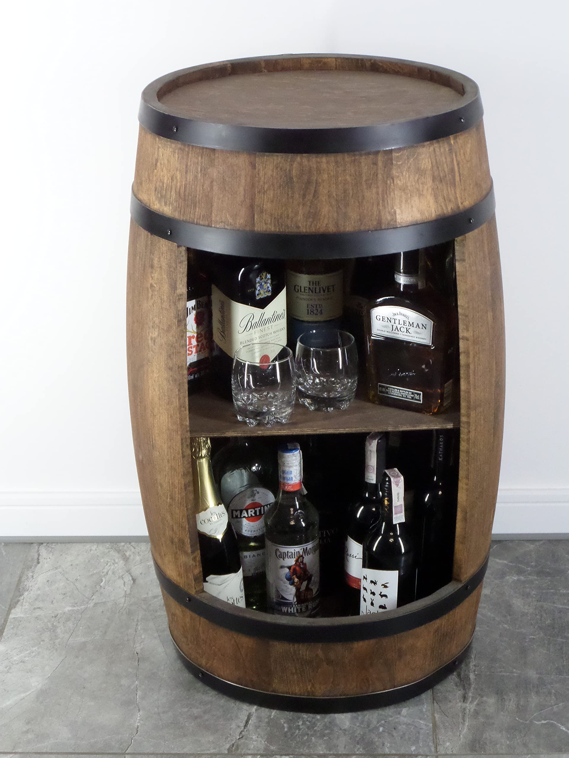 Tonneau En Bois Decoration - Armoire Bar Meuble Rangement Bouteille Alcool - Casier à Vin,Whisky, Bière et Boissons Pour Salon - Organisateur d'Armoires d'Alcool - 80 cm De Haut (Wenge)
