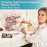 Vtopmart 4 Pack Clear Makeup Organiser, Acrylic Small Stackable Storage Drawers, Plastic Storage Box For Vanity, Bathroom, Under Sink, Kitchen Cupboard, Pantry, Home Organization - 5