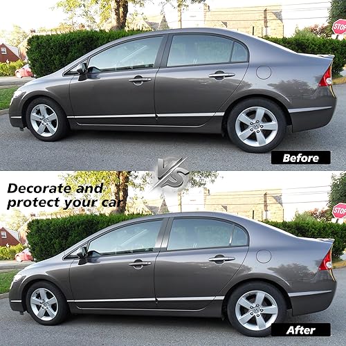 Miniatura 5 de BASIKER 6 piezas compatibles con Honda Civic Sedán 2006 2007 2008 2009 2010 2011, adhesivos antiarañazos para molduras de puertas de ventana,