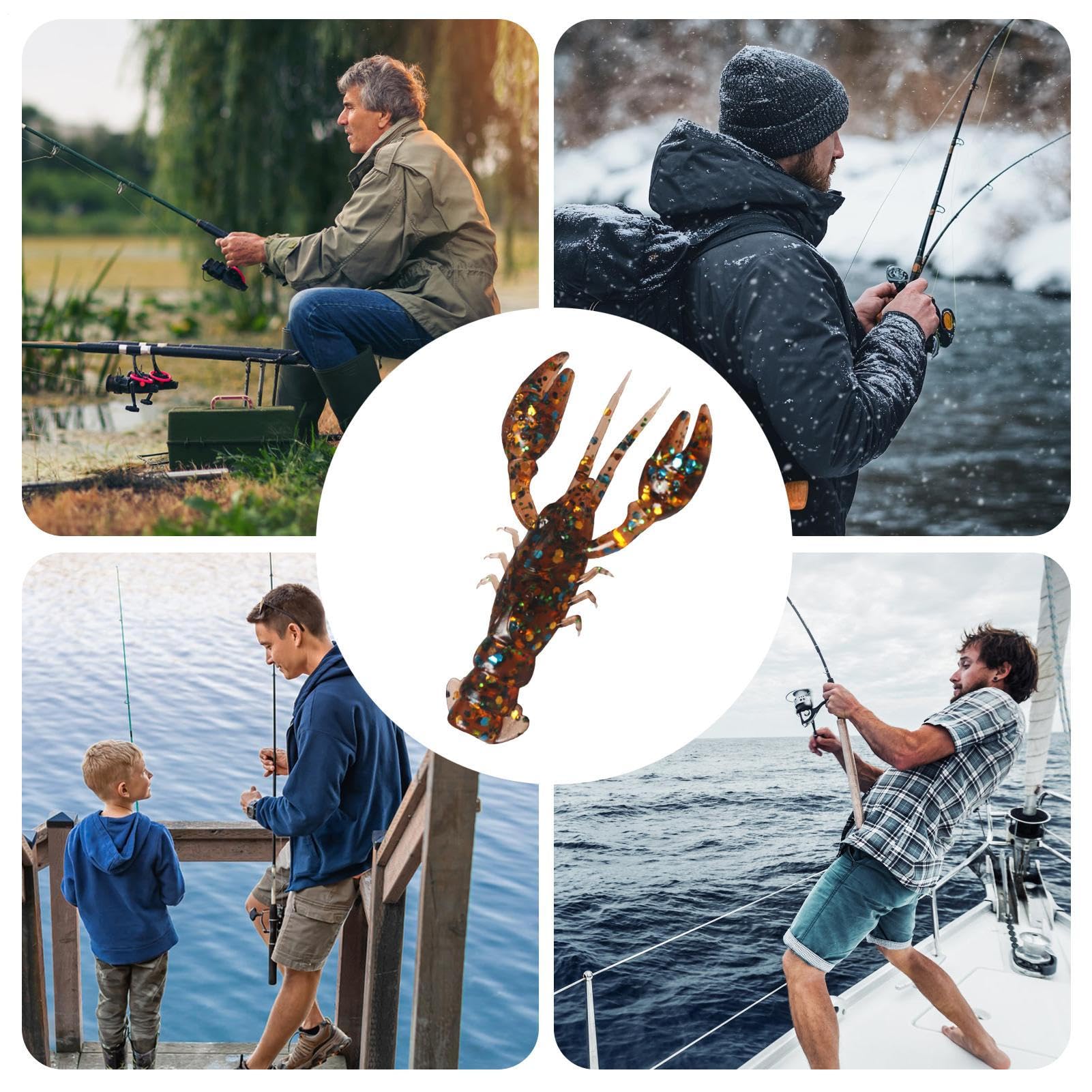 Leurres Souples pour Pêche De La Perche - Leurre Crankbait Écrevisse Réaliste 10 Pièces | Arôme Naturel Leurres Nageurs pour Pêche en Eau Douce Et Salée