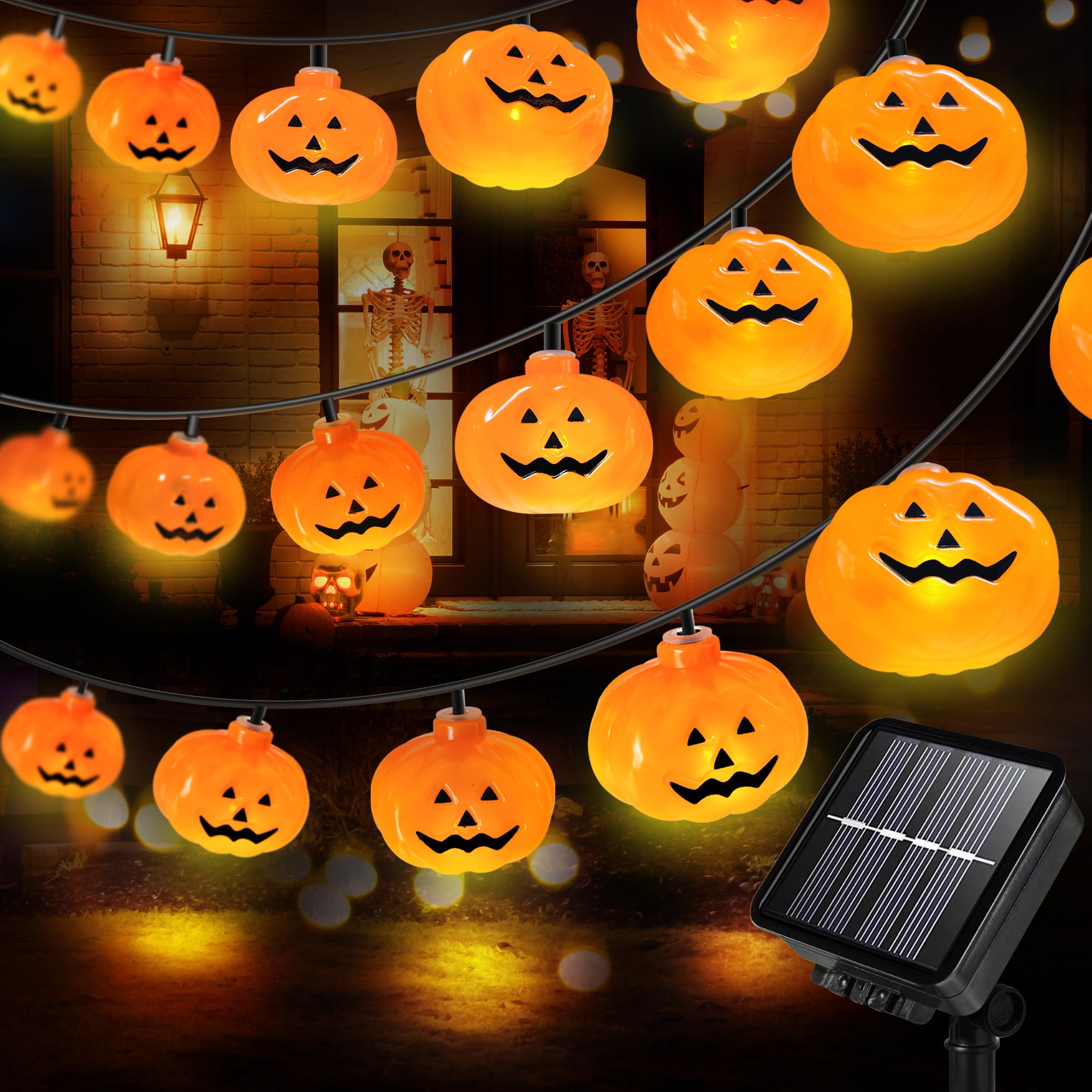 Lampe Solaire Halloween Citrouille - Décoration Extérieure Pour Jardin, Allée, Terrasse - LED, Automatique, IP65