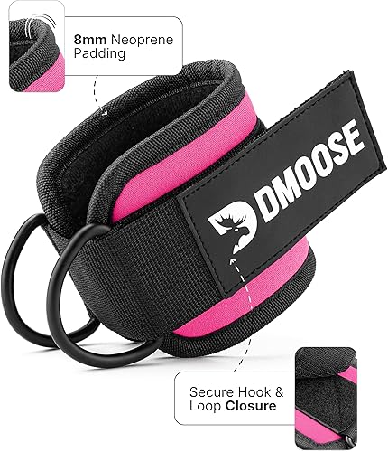 Miniatura 18 de DMoose - Correa de tobillo para máquina de cable, talla única, con acolchado de alta calidad, puños de tobillo para entrenamiento, entrenamiento