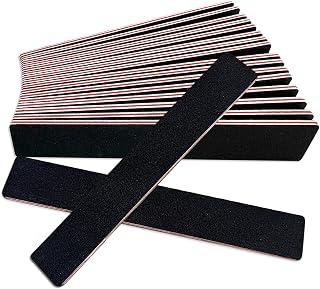 Nail Files (12 Pack), Emery Board Nail File for Acrylic Nails and Natural Nails, 100/180 Grit Double Sided Emory Boards Professional Nail Filer Reusable Washable Manicure Square Black