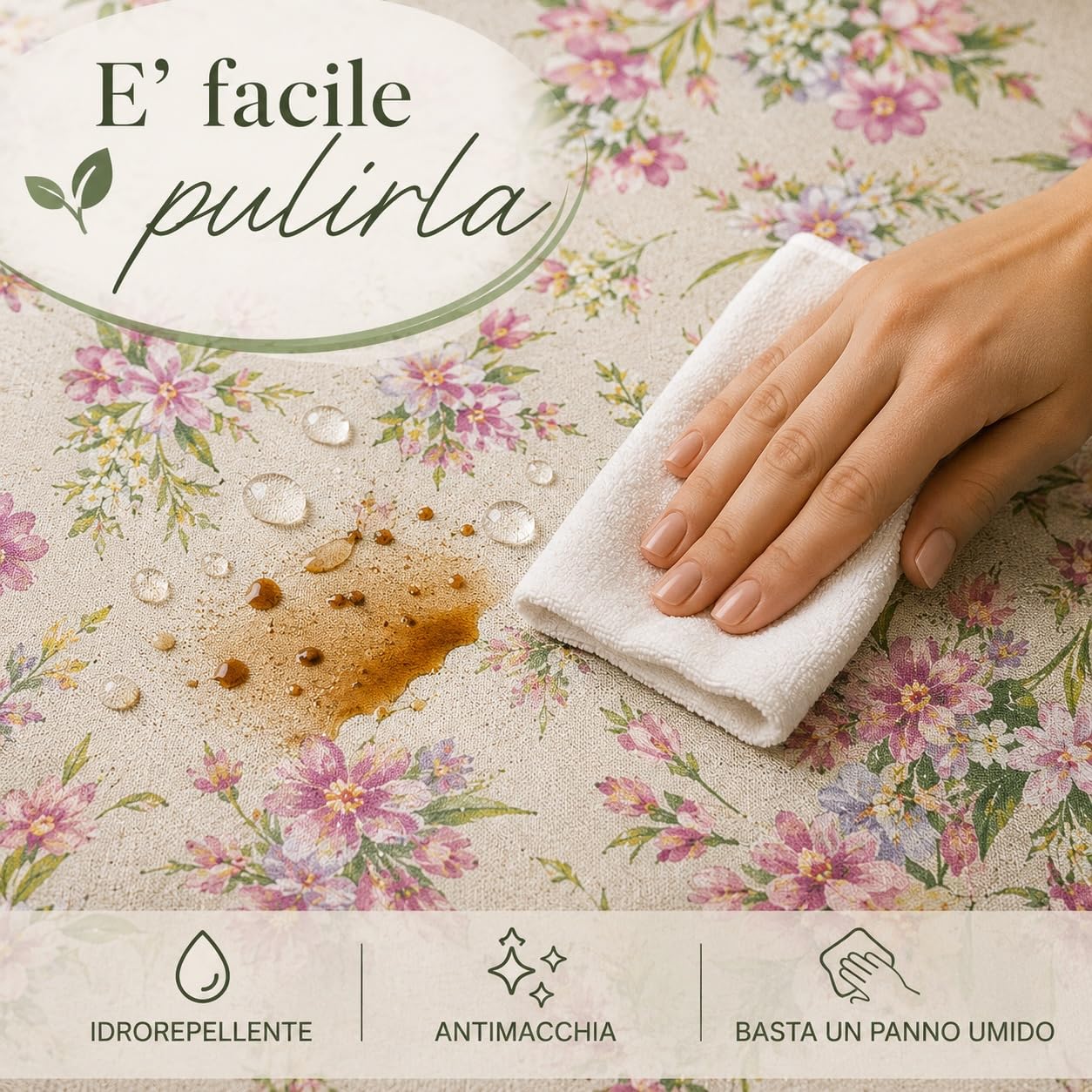 Manifattura Tessile Tovaglia Antimacchia Resinata in Cotone Made in Italy – Rettangolare e Ovale, Rotonda 140 cm, Fresie Beige