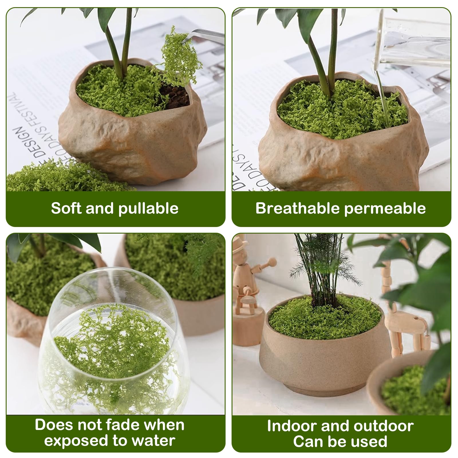 Decorazione paesaggistica artificiale per piante di muschio verde accessori per