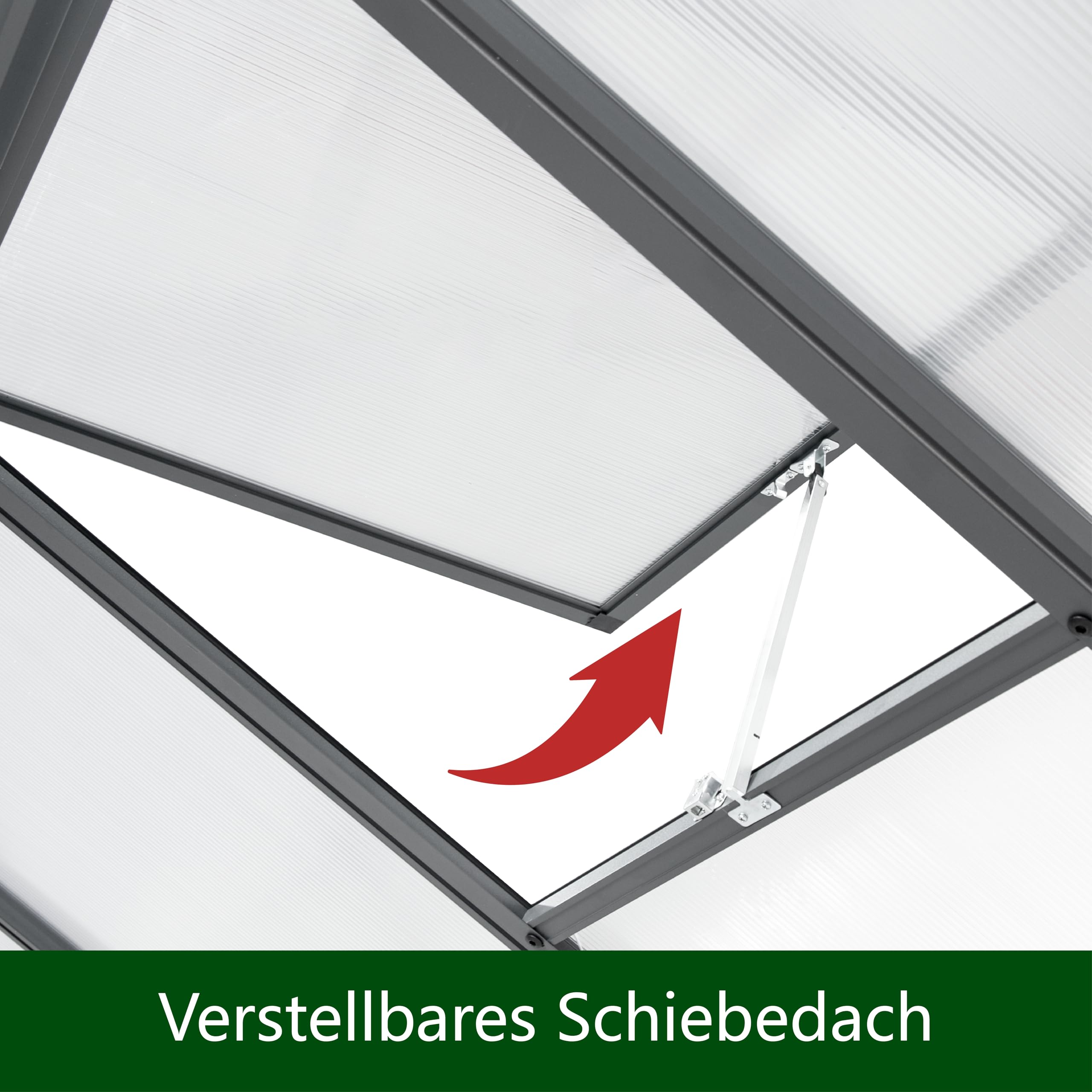 Gewächshaus Aluminium mit 362 x 238cm Fundament 4mm Platten gartengewächshäuser groß Treibhaus Winterfest Frühbeet Aufzucht 14,03m³ Doppeltür Grau