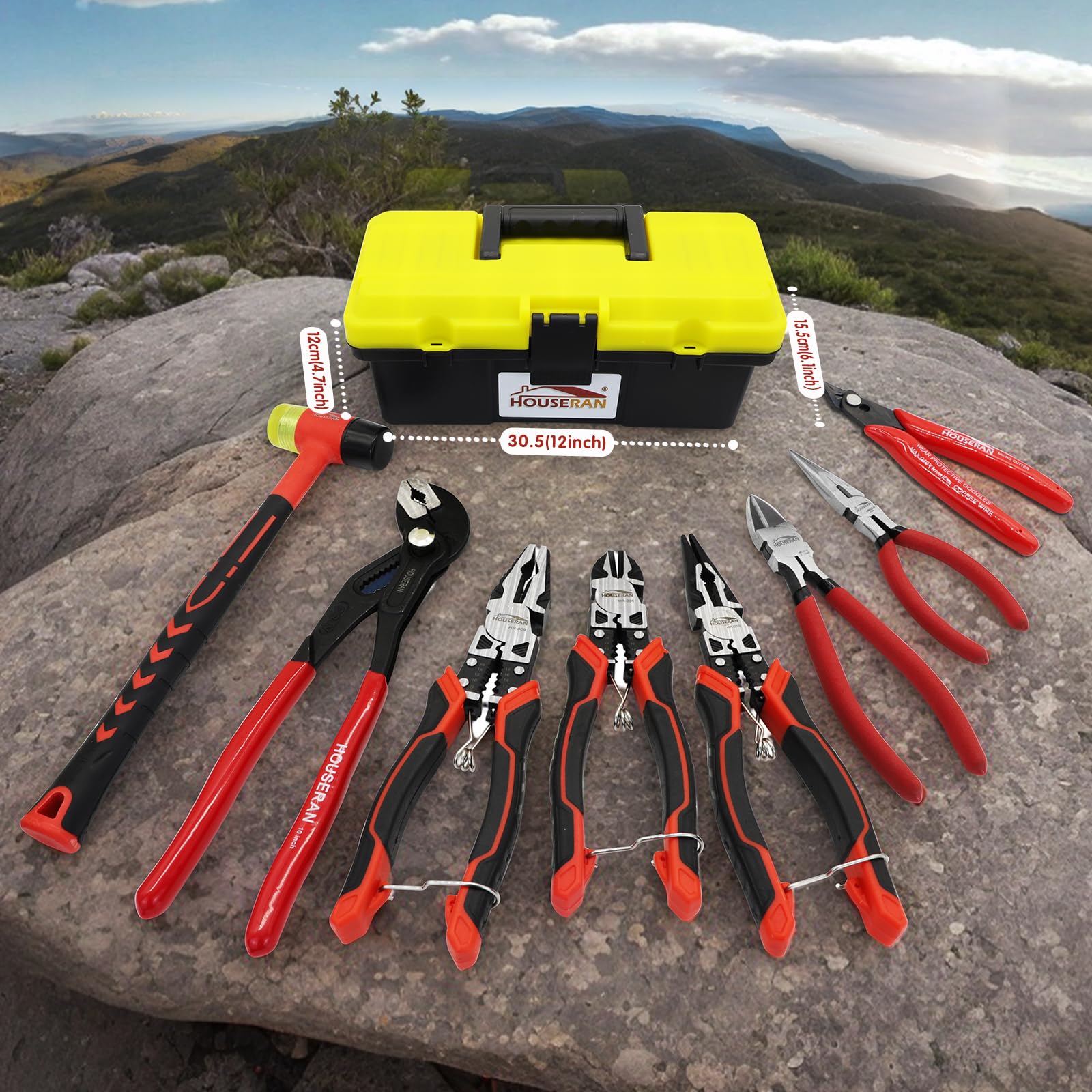 Set de Pinces 8 Pièces avec Boîtier de Rangement | Ensemble d'Outils de Réparations Quotidiennes, Boîtier de Rangement en Plastique, Bricolage et Usage Domestique