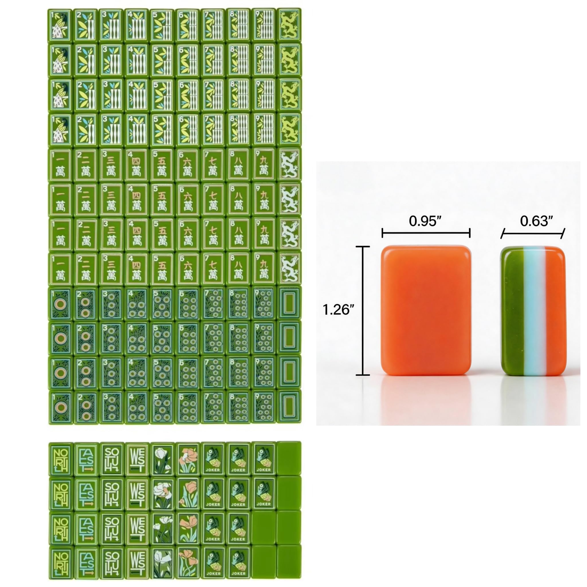 Handgemaltes Ölgemälde, amerikanisches Mahjong-Set, Gravur, Reisespiel | 160 Acryl-Fliesen, 4-lagig, Olivgrün, Himmelblau und Terrakotta, Geschenk für Fliesenliebhaber