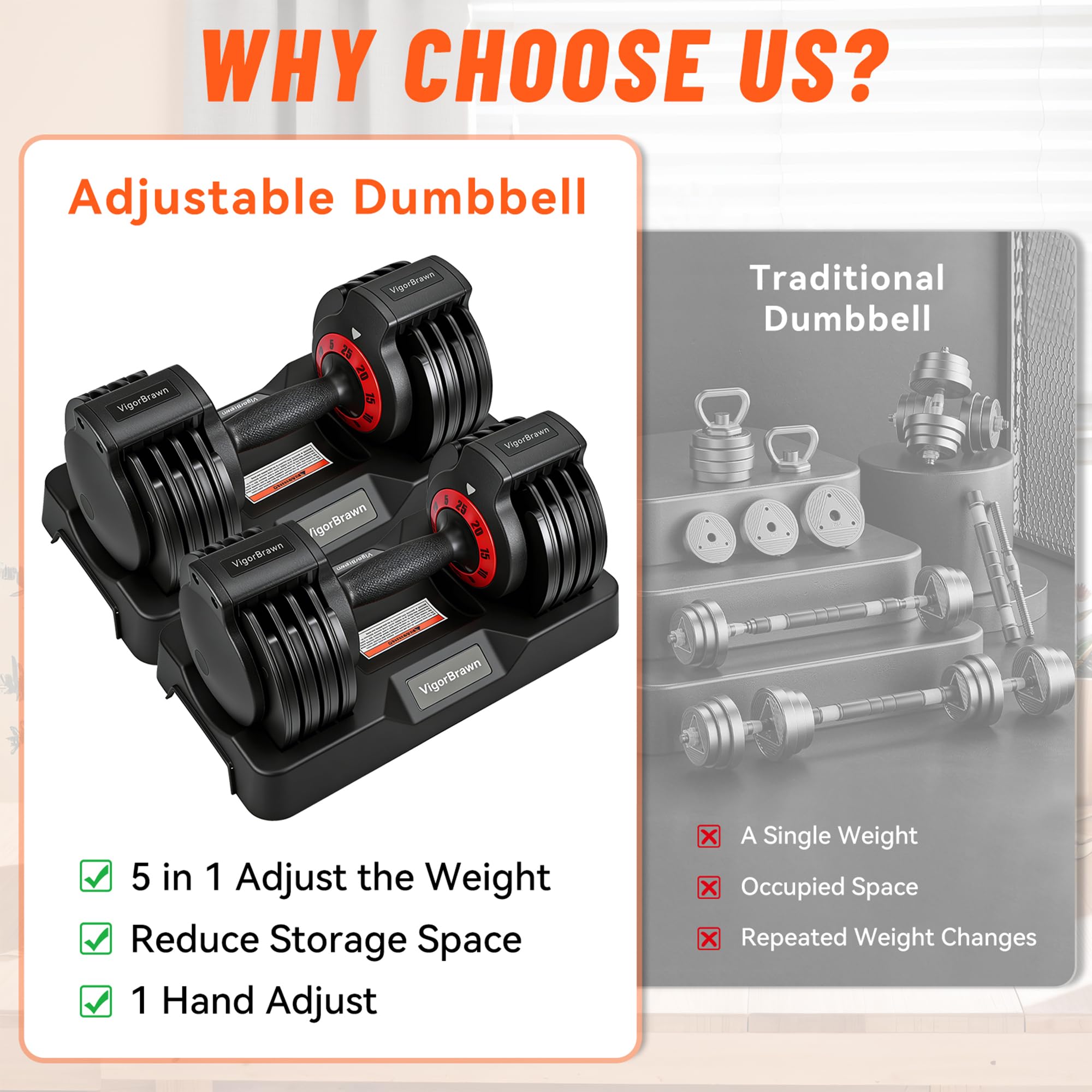 Adjustable Dumbbell Set Storage Case Included All Gender Home Gym Weights