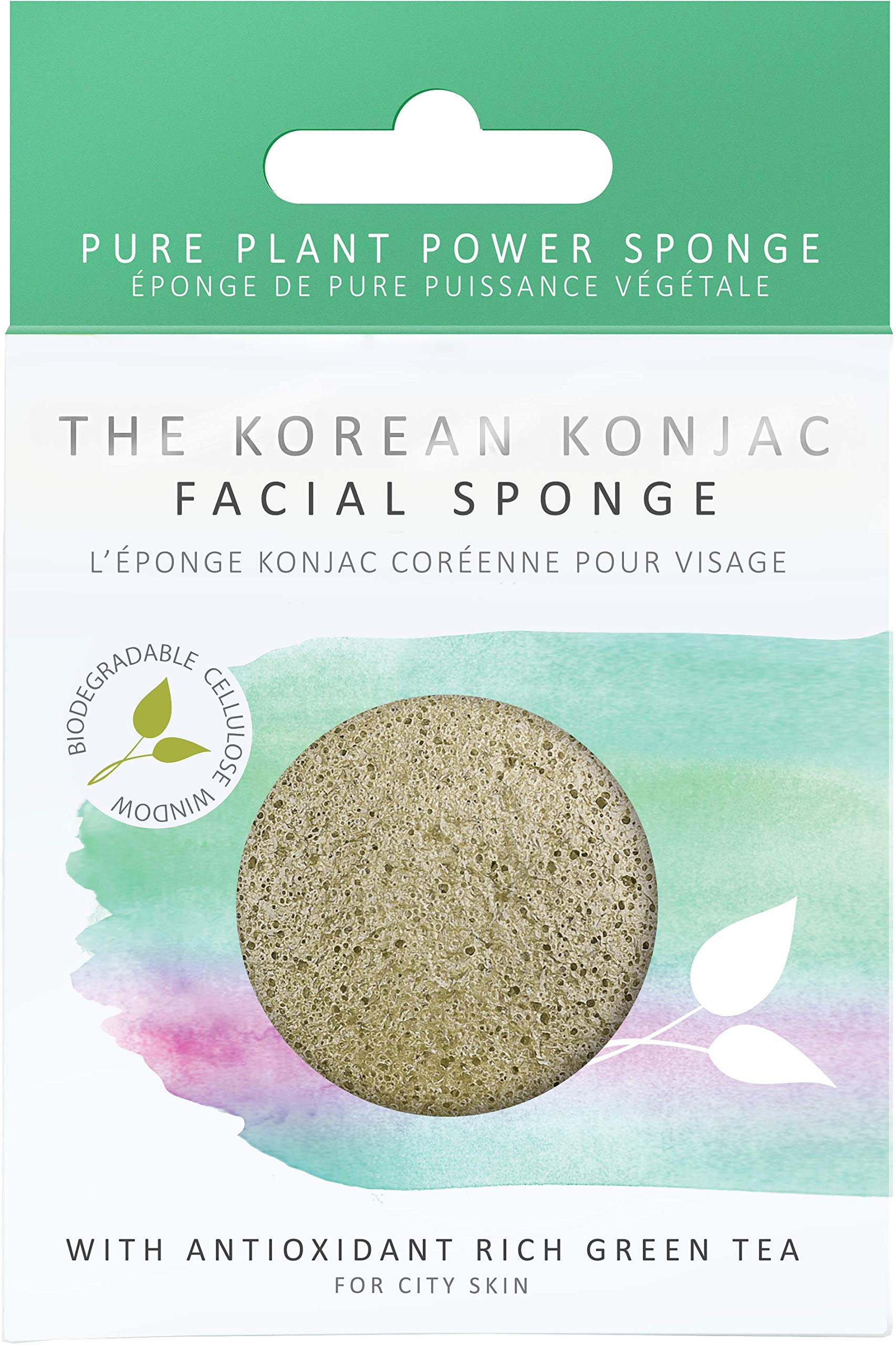 The Konjac Sponge Co Facial Puff Sponge Cleansing and Exfoliating with Antioxidant Green Tea - Deep Cleans Pores, Cruelty-Free