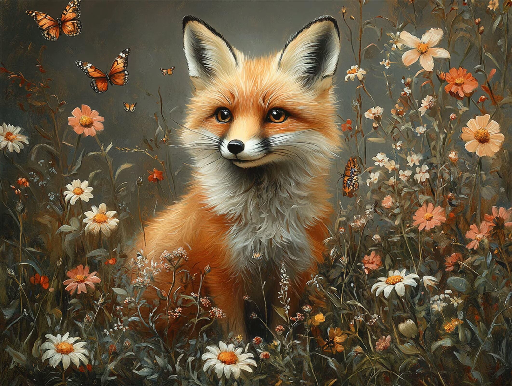 Puzzle 1000 Pièces Adultes Fleur Puzzles Classiques Renard, n-266