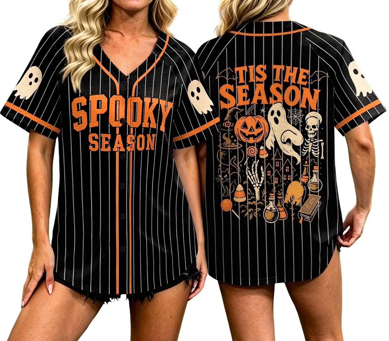 Halloween Shirt for Women Spooky Season T Shirt Halloween Baseball Jersey