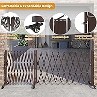 Vista 3 de Puerta de entrada expandible de 213 pulgadas de ancho y valla retráctil para exteriores, barricada de aluminio giratoria de 180° con ruedas, barrera