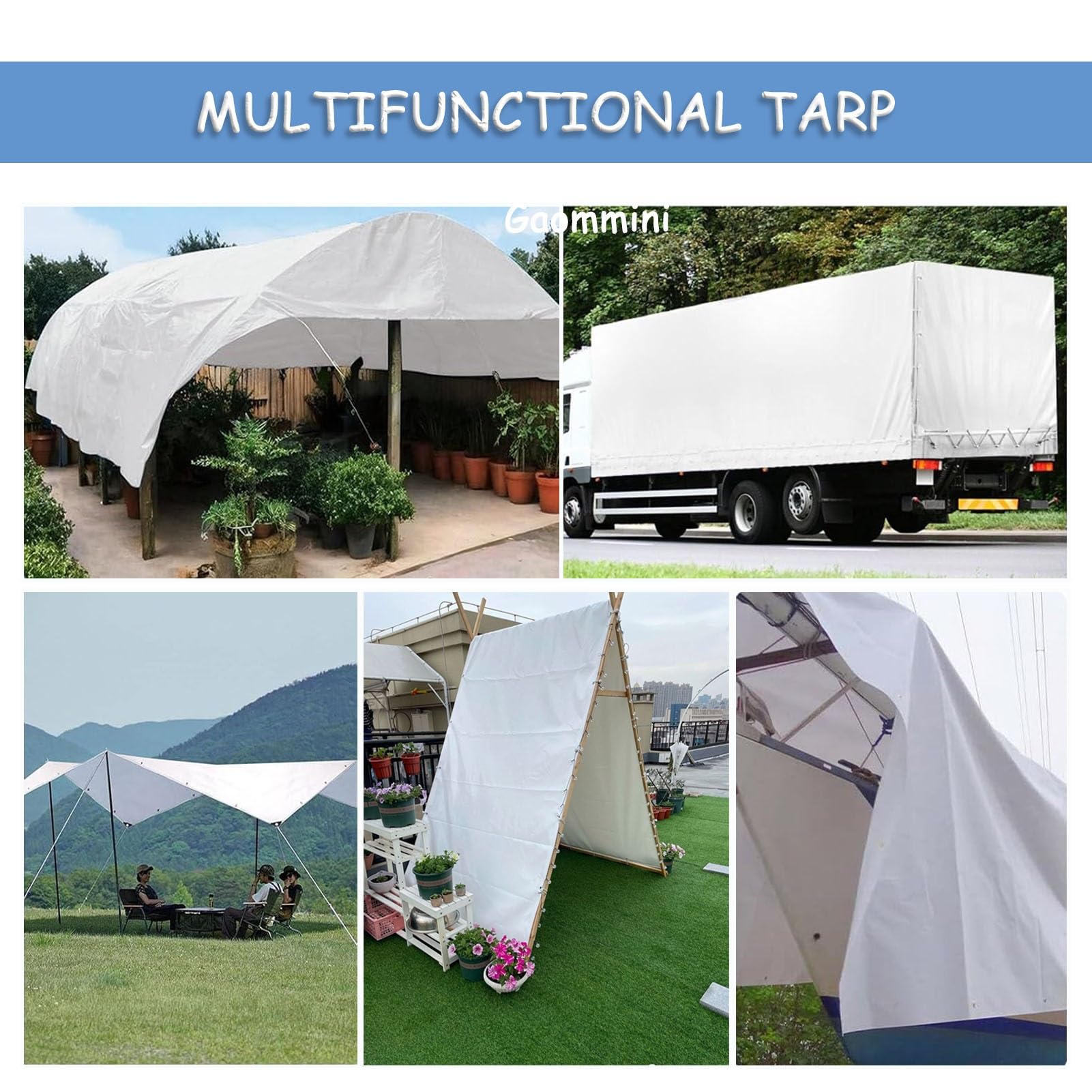 Lona Impermeable Personalizada para Suelo - Lona Resistente para Camping, jardín, Barco y Tienda de campaña - Protector de toldo Impermeable, Blanco (3x3 m/9,8 pies x 9,8 pies)