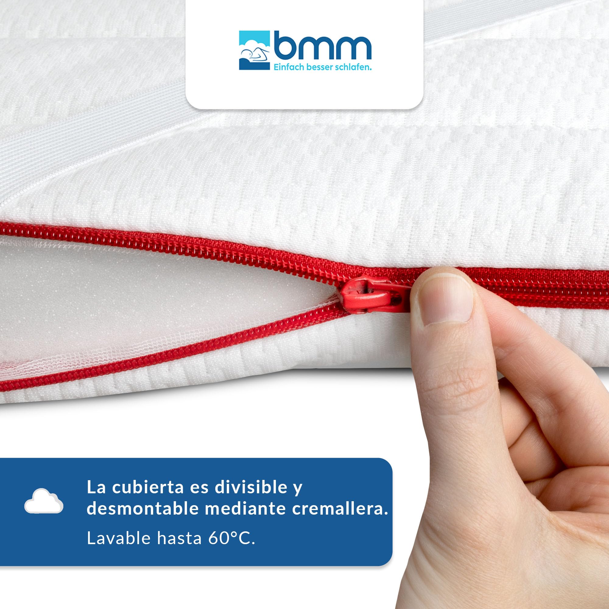 BMM Topper 100x200 cm Classic Premium, Grado de Firmeza H2 Suave, Cubrecolchón de Espuma Fría, Certificado Öko-Tex, Ortopédico, Altura 6 cm, Producido en Alemania