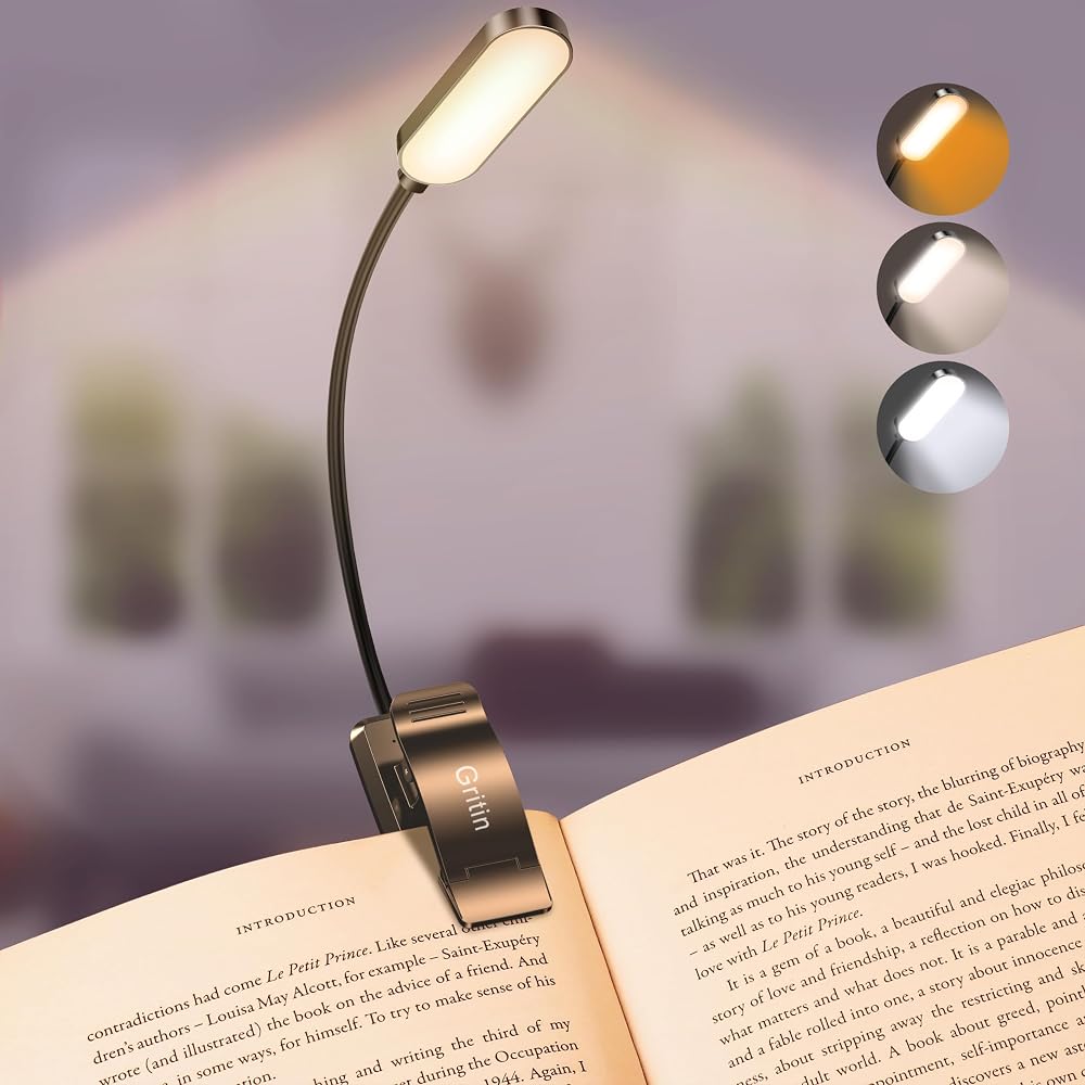 Gritin 16 LED Rechargeable Book Light for Reading in Bed