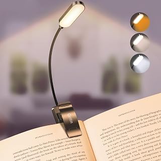 Gritin 16 LED Rechargeable Clip-On Book Light - 3 Color Modes, Stepless Dimming, 80Hr Battery, Eye-Protecting Flexible Neck for Bed Reading