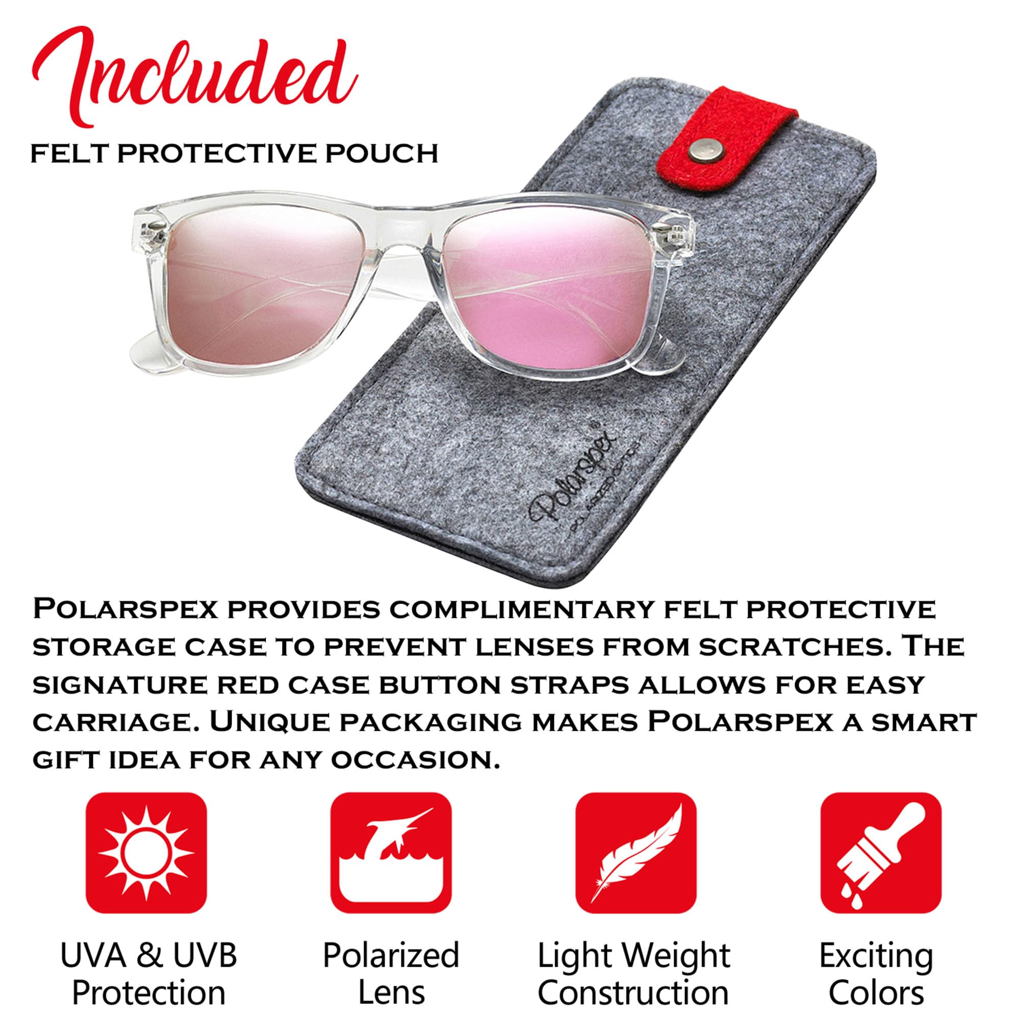 Polarspex Gafas de sol para hombre – Gafas de sol retro para hombre, gafas de sol polarizadas para mujer, tonos frescos para conducir, pesca, cristal, cuarzo rosa, talla única
