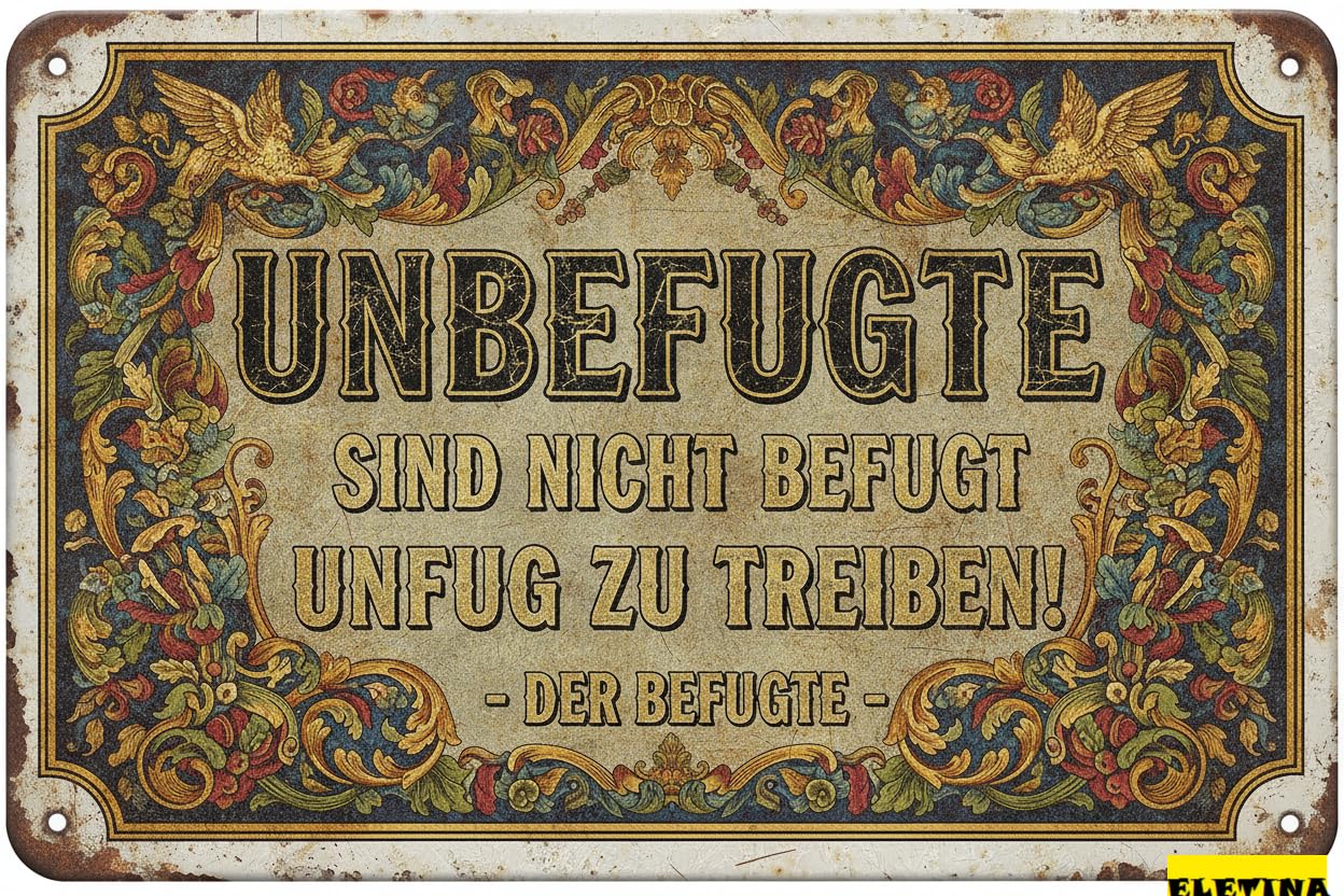 Personalized Sign for Man Cave Unbefugte Ger Humor Metal 8x12in Bilingual Plaque Office Shop Wall Decor Private Property Decorative