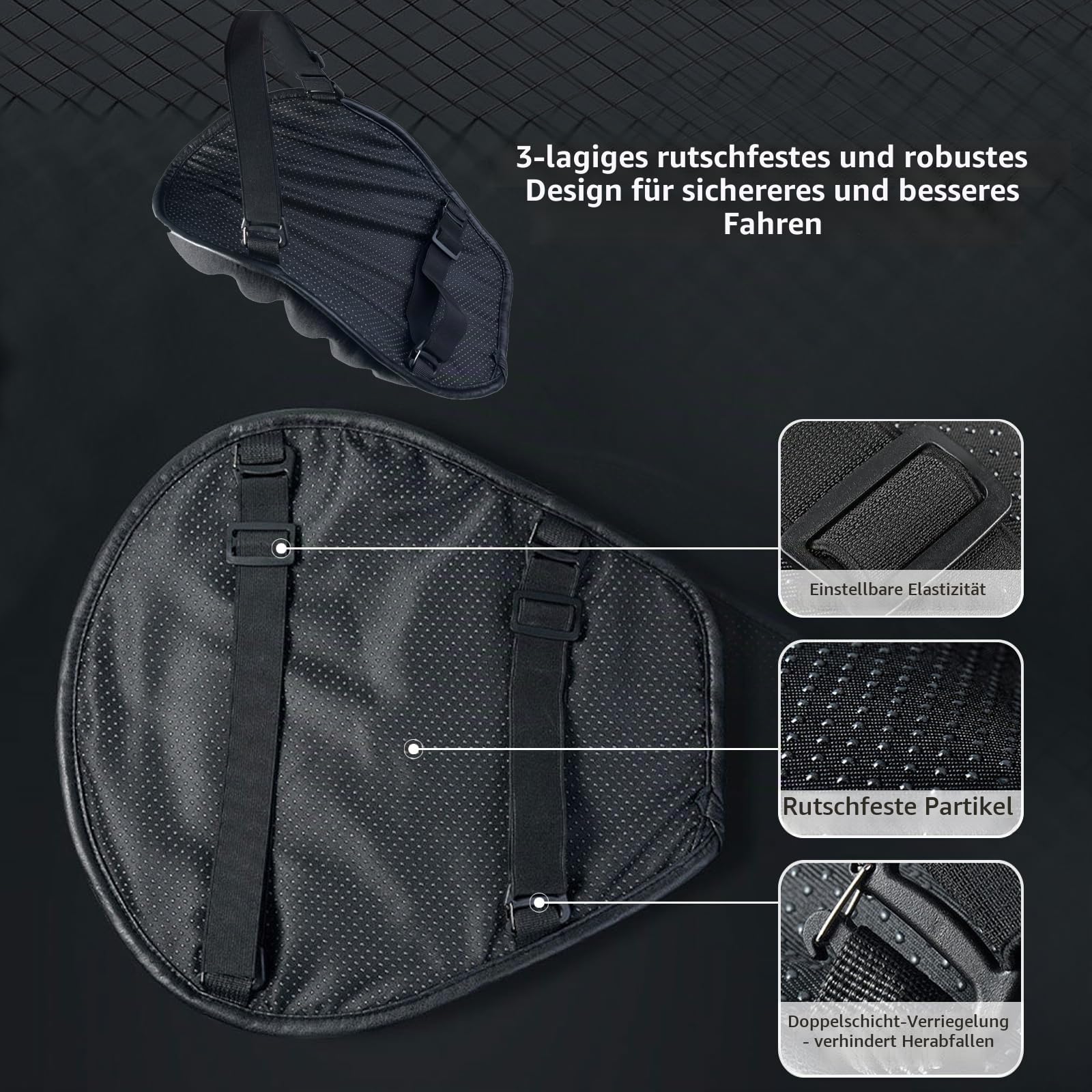 Motorrad Schockabsorbierende Sitzkissen Wave Honeycomb Struktur Atmungsaktiv Schockabsorbierend Hochflexibel, Motorrad Gel Sitzkissen für lange Fahrten