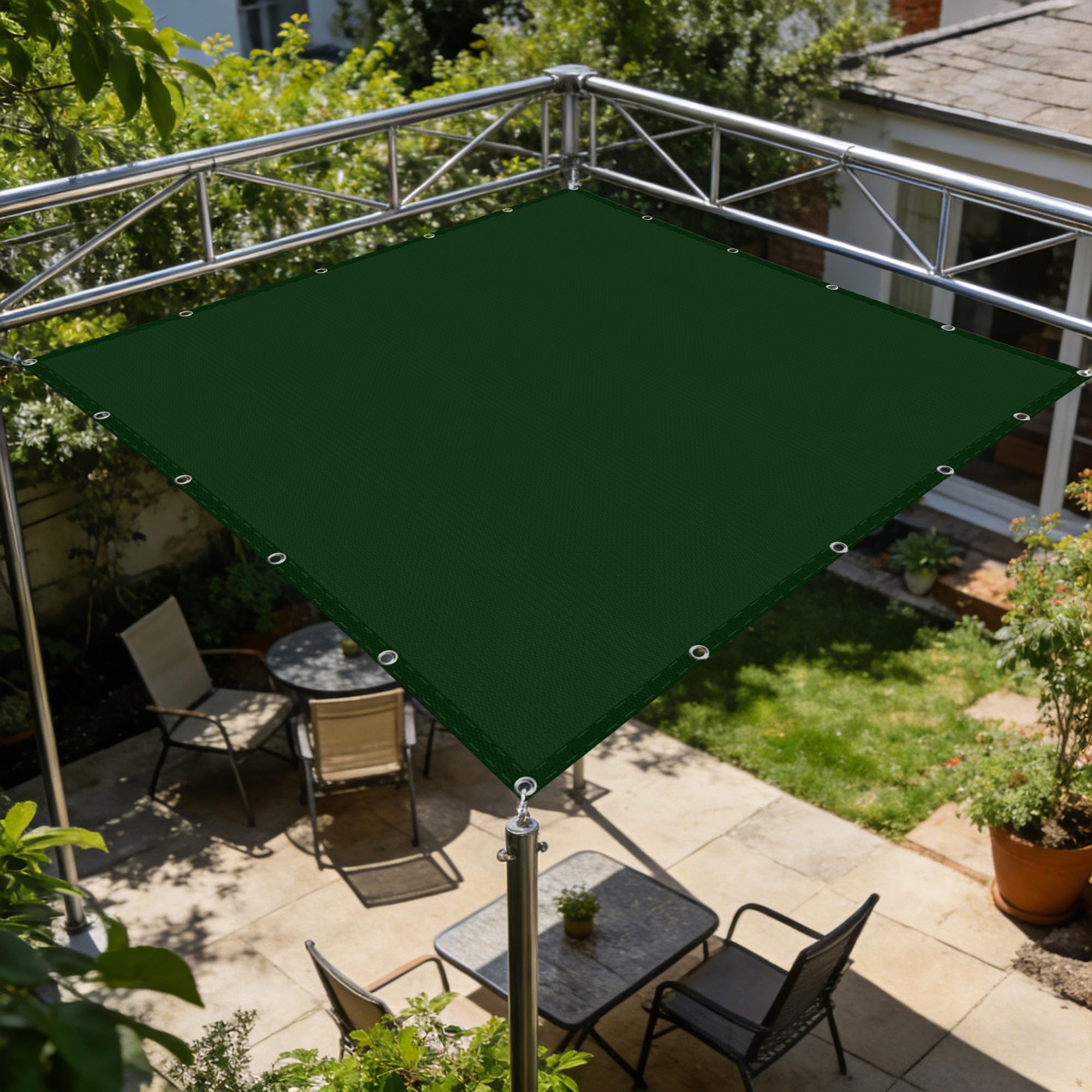 Voile d'ombrage imperméable 3x3,2m pour savourer des repas sur le balcon abrité