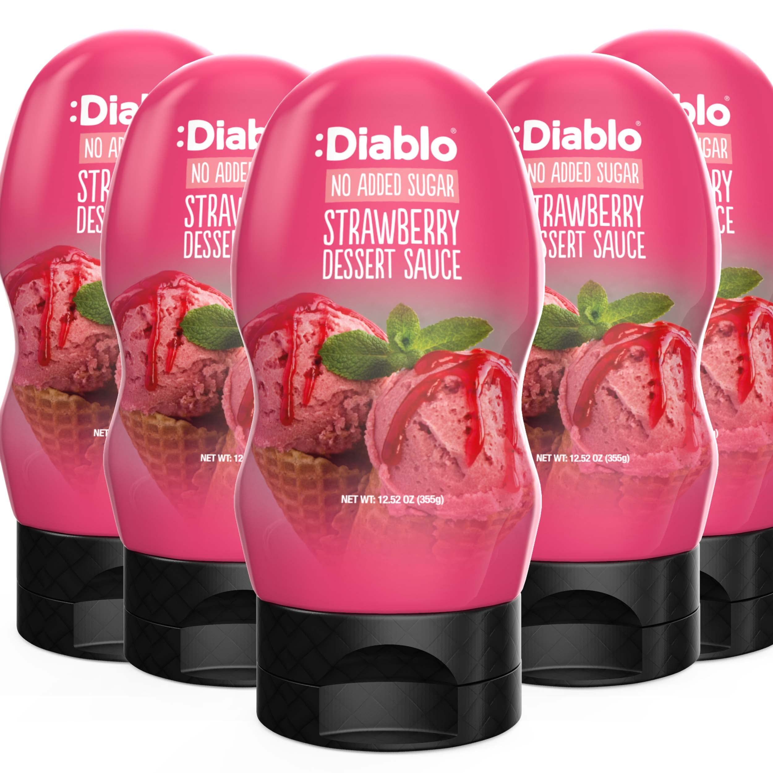 Diablo Strawberry Dessert Sauce | No Added Sugar | Gluten Free | Diabetic Friendly | Hamper Available - Perfect for Gifting | 355g