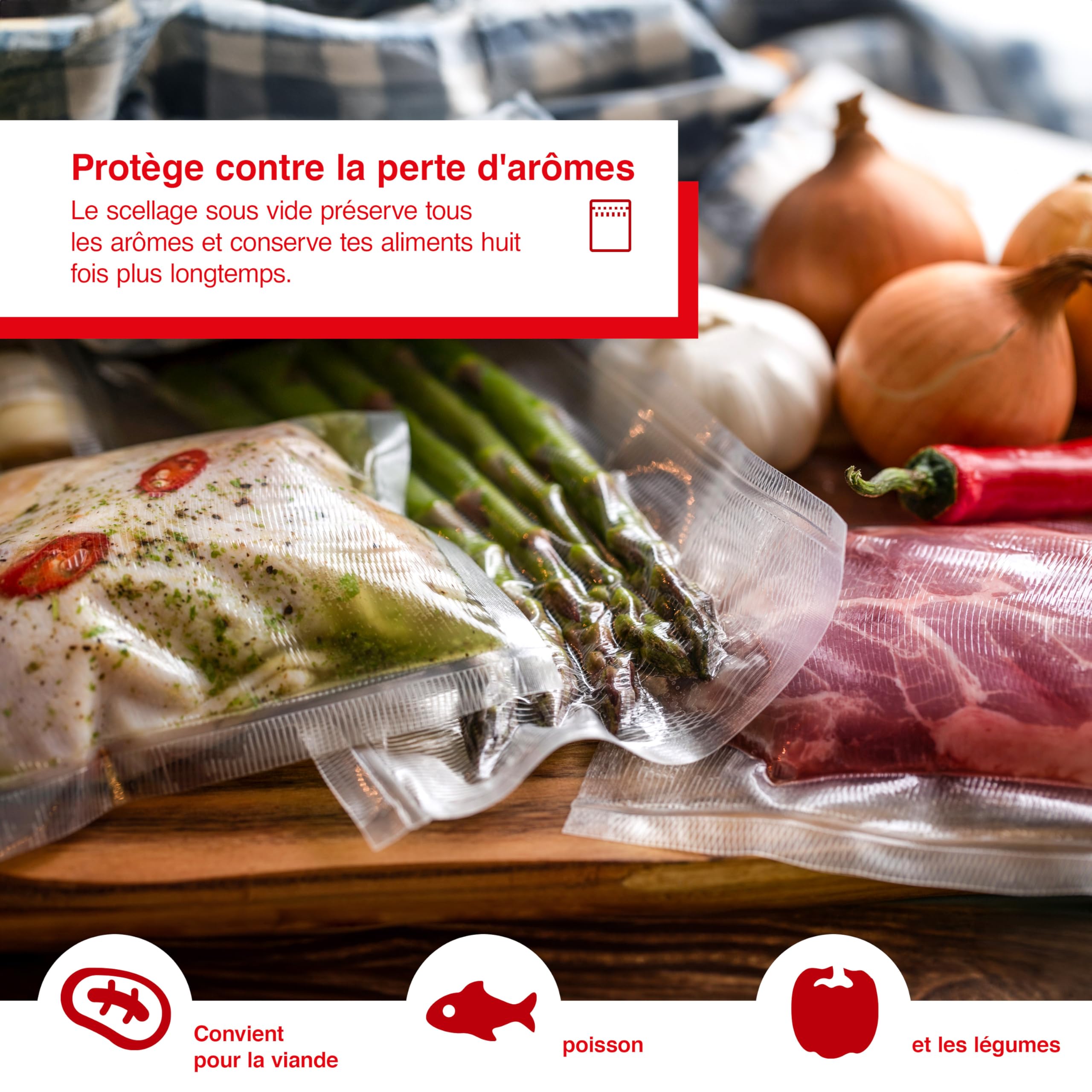 Solis 5 Rouleaux de Film et 50 Sacs Sous Vide - Idéal Pour une Utilisation avec les Machines D'Emballage Sous Vide Sans BPA
