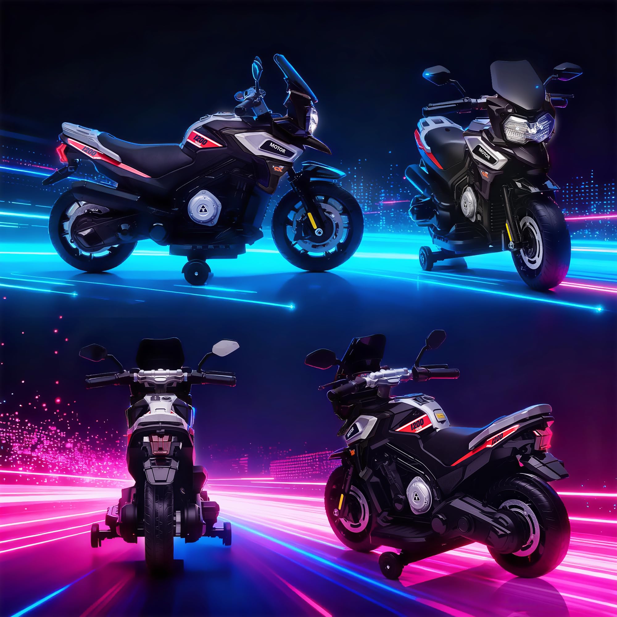 AIYAPLAY Moto Électrique Enfants 6 V Roues d'Entraînement 18-36 Mois Noir
