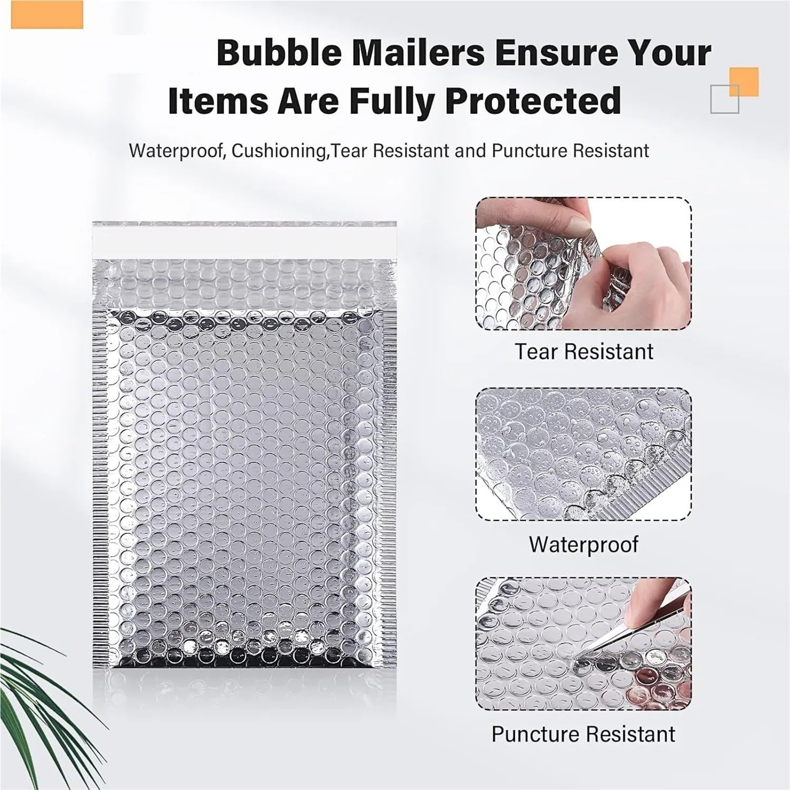 Embalaje de envío sobre burbujas plateado 50 piezas | Suministros Bolsa De Embalaje Bolsas Oficina De Correo for Pequeñas Empresas(15*20cm)