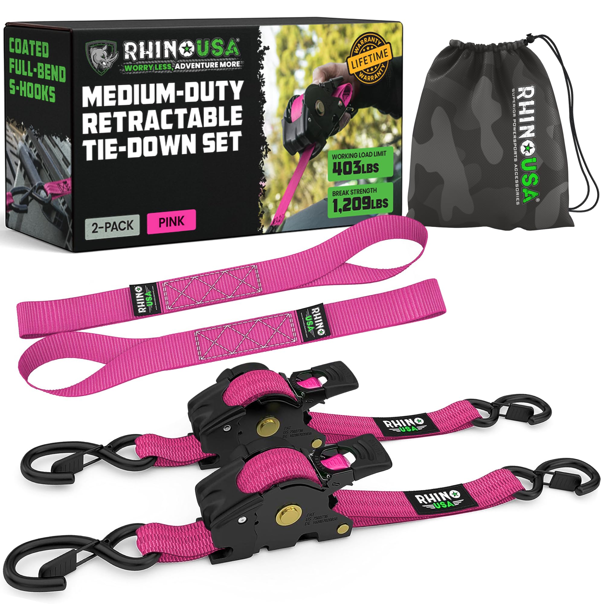Rhino USA Retractable Tie-Down Straps - 10ft, 1209lb -16