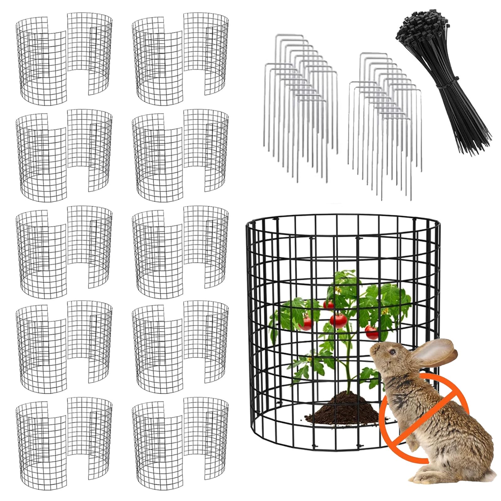 Animal Protect Plant Ca Pflanzenschutz aus Draht mit Erdspießen, Gartenabwehr zum Schutz von Pflanzen, Vetables vor Schädlingen, 42,8 x 33 cm, 10 Stück