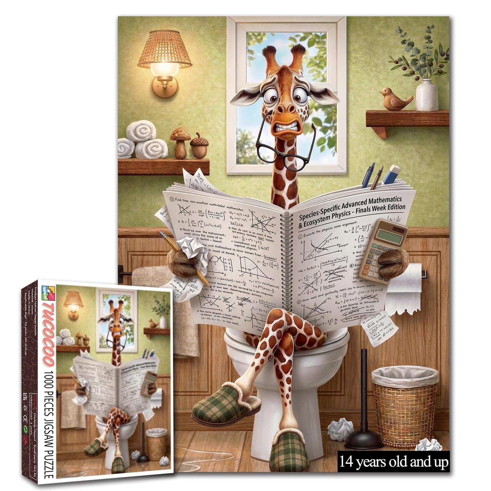 Studying Giraffe Maths on Toilet Puzzle Funny Student Puzzle for Adults