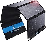 [Upgraded] BigBlue 3 USB Ports 28W Solar Charger(5V/4.8A Max), Portable Foldable Solar Panel for Camping, IP44 Waterproof, Compatible with iPhone 11/XS/XS Max/XR/X/8/7, iPad, Samsung Galaxy LG etc. Black