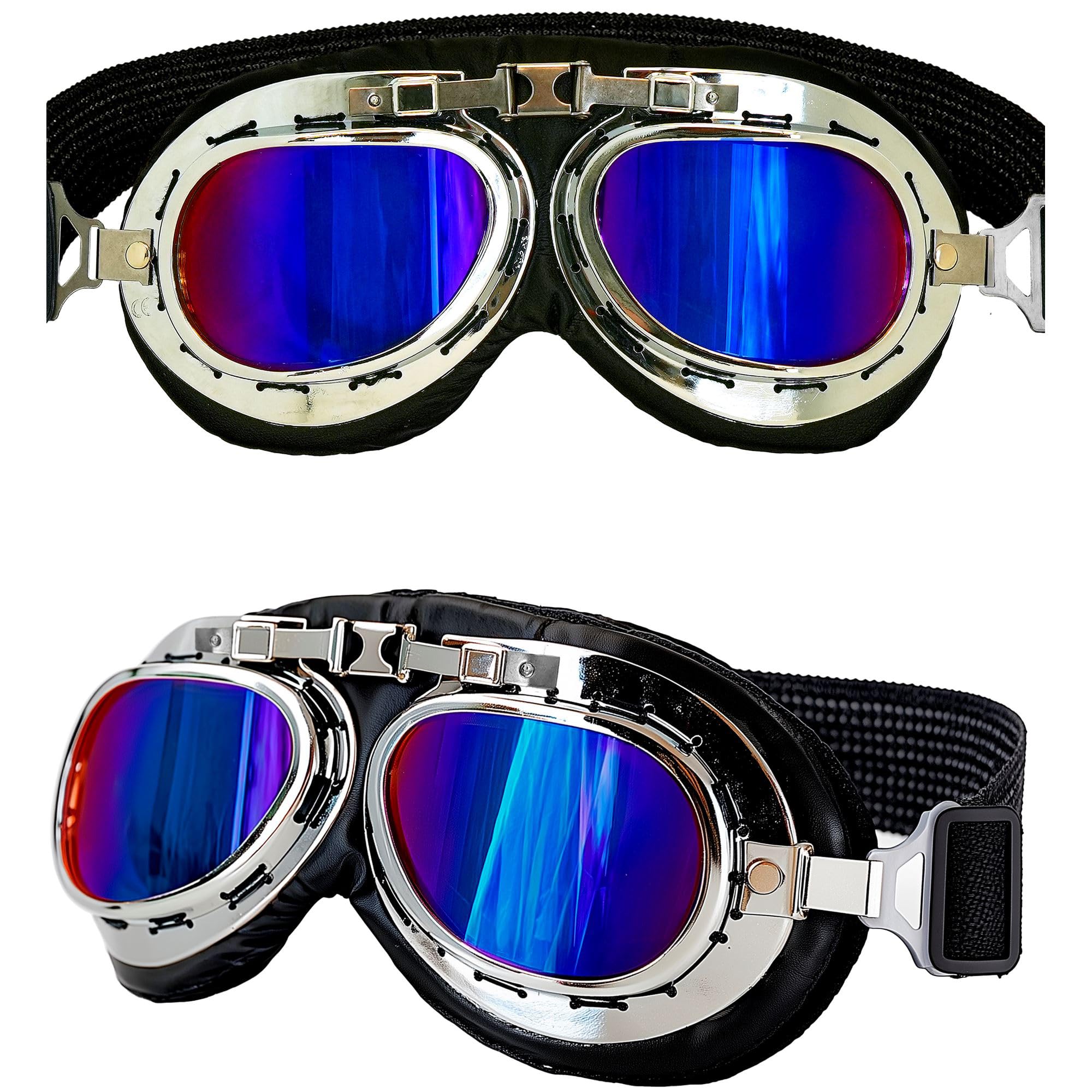 W WIDMANN MILANO Party Fashion - Aviator Glasses for Adults, Retro Aviator Glasses with Mirrored Lenses, Costume Accessory for Carnival, Steampunk Outfits