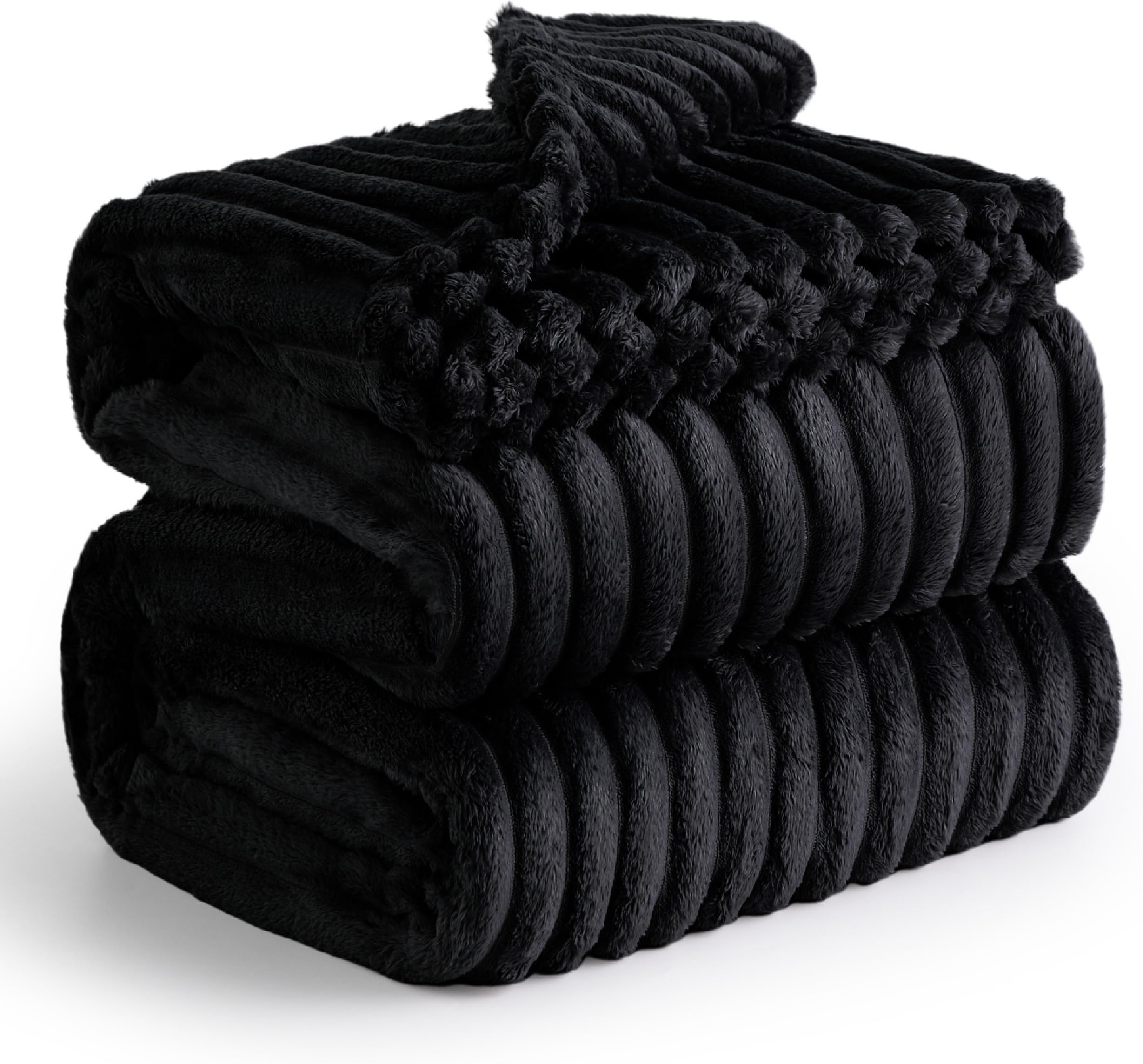 Bedsure Bed Blankets King Size - Fleece Blanket Fluffy Cosy Warm Blankets, Soft Cute Double Size Throw Gifts for Women and Girls, Black, 230x270 cm