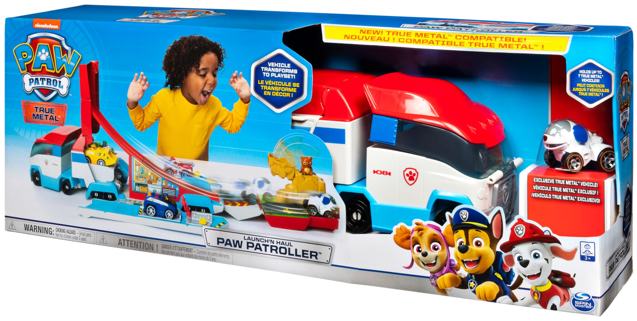 PAW Patrol True Metal Launch'N Haul PAW Patroller mit Robodog, für True Metal Metall-Fahrzeuge, Maßstab 1:55, Spielzeug geeignet für Kinder ab 3 Jahren
