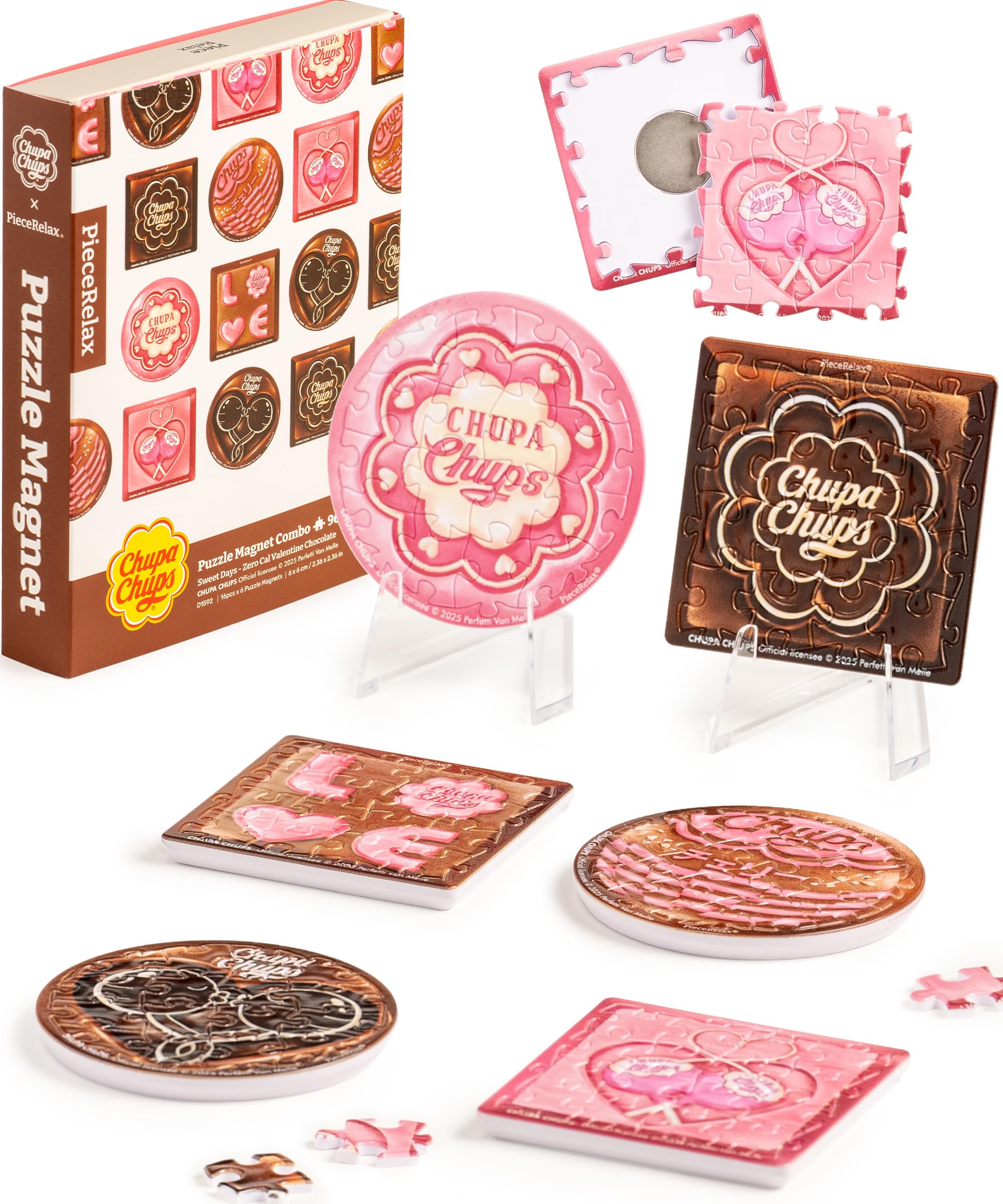 Chupa Chups X PieceRelax Magnet Puzzle for Adults 96 Pieces - Sweet Days - Zero Cal Valentine Chocolate Unique Gift & Home Décor with Plastic Jigsaw